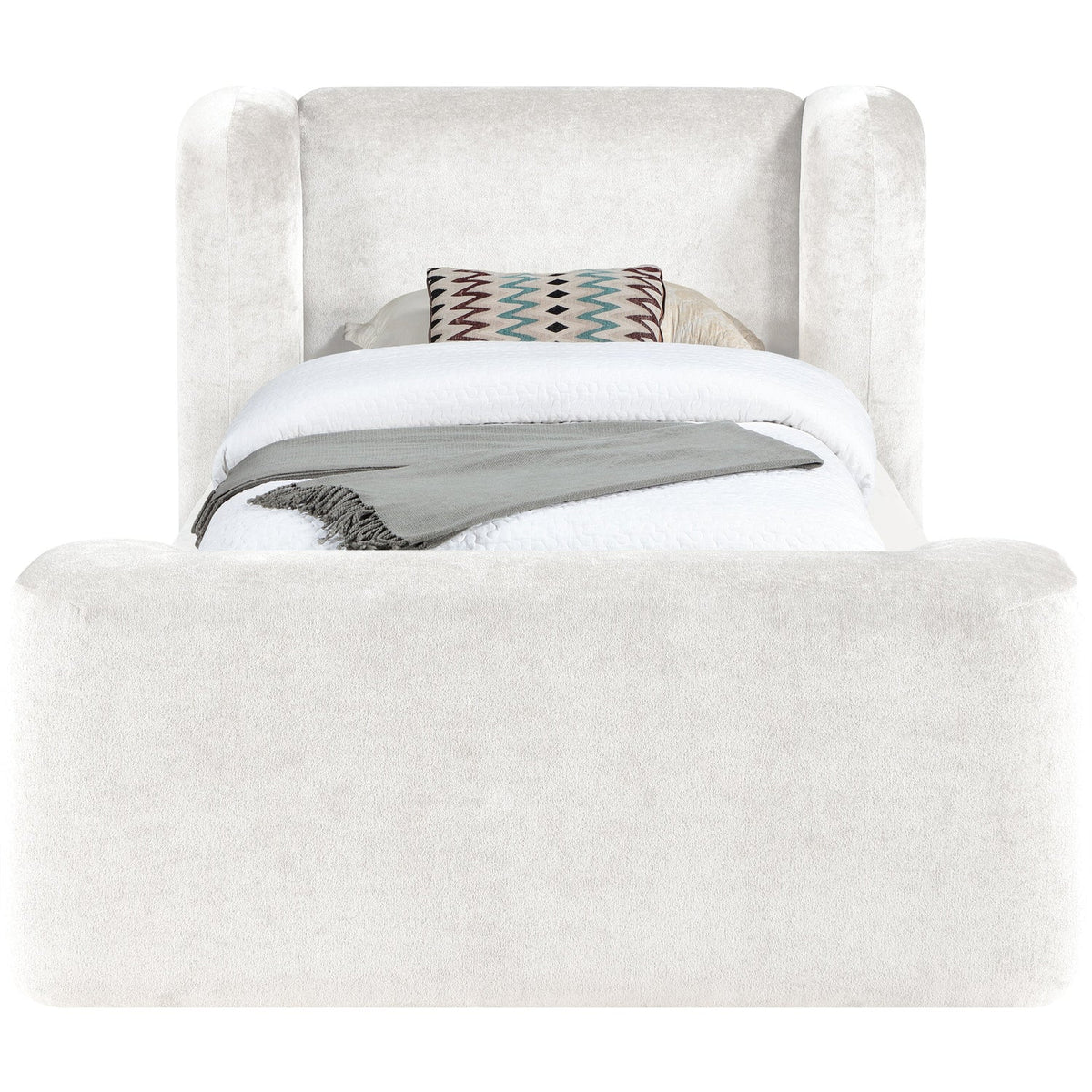 Modena Cream Chenille Fabric Upholstered Bed