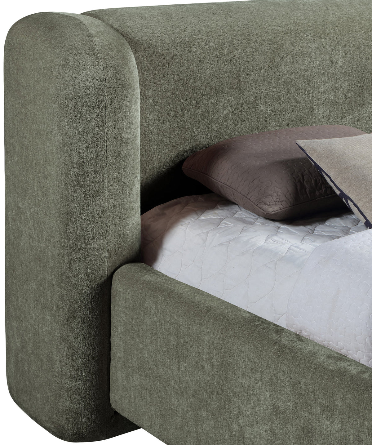 Modena Green Chenille Fabric Upholstered Bed