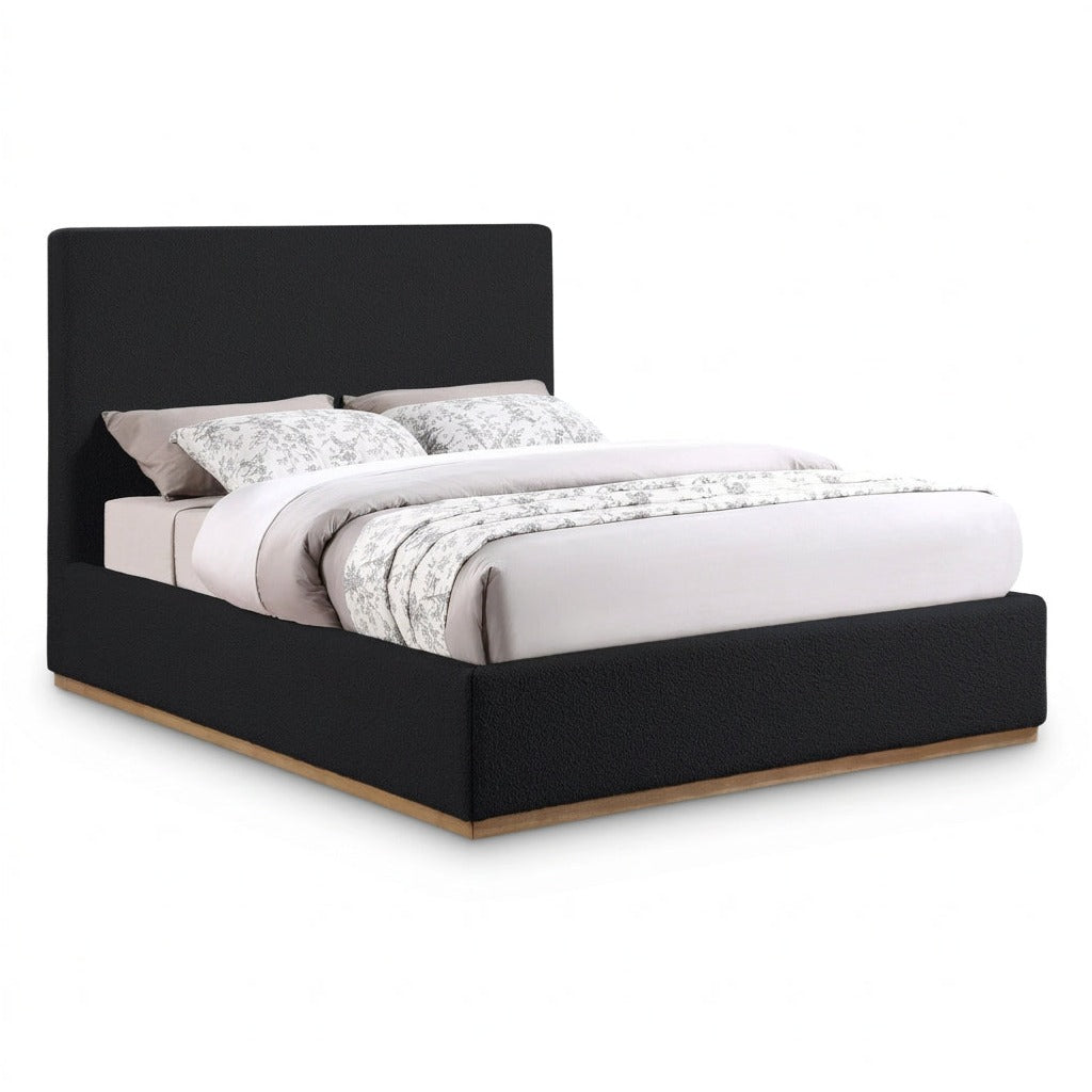Monaco Black Boucle Fabric Upholstered Bed