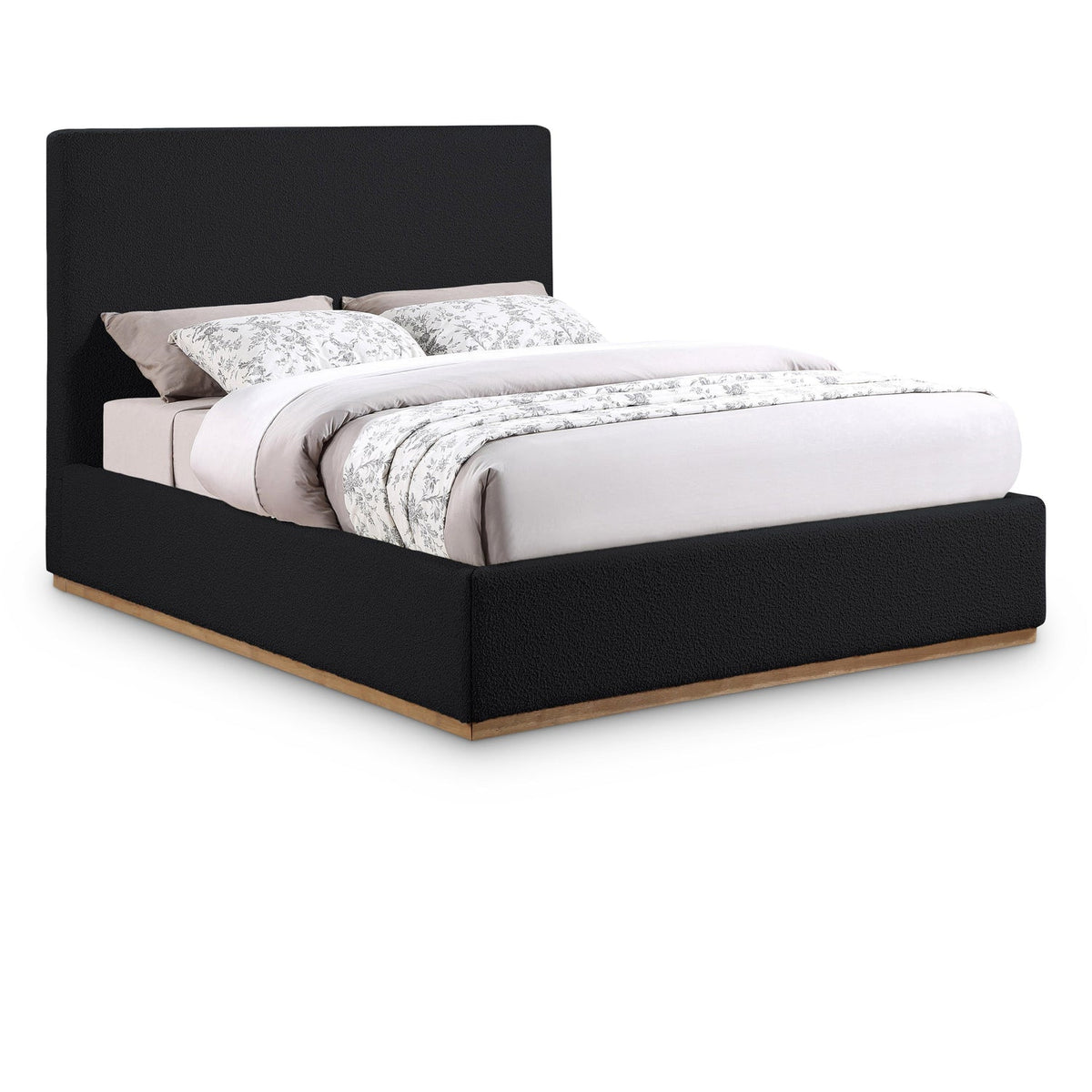 Monaco Black Boucle Fabric Upholstered Bed