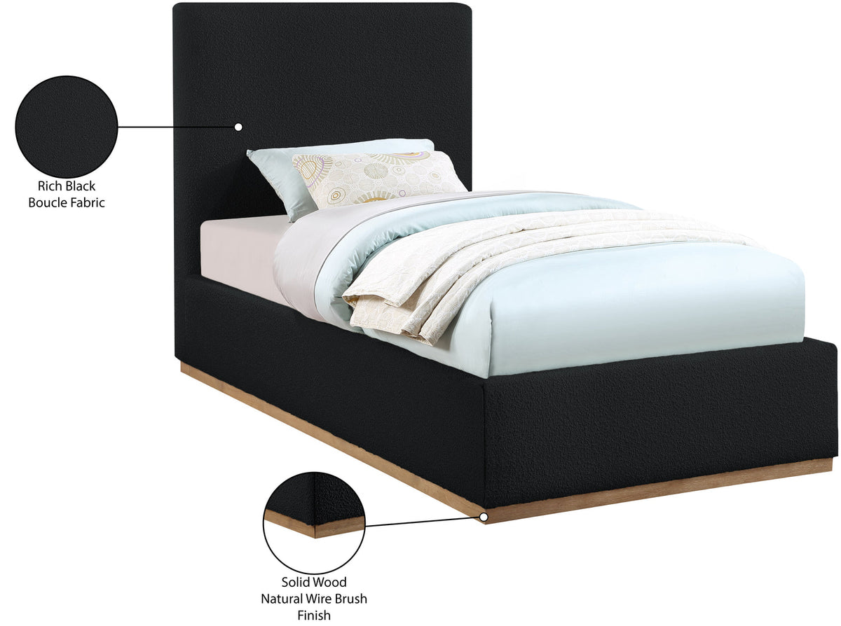 Monaco Black Boucle Fabric Upholstered Bed