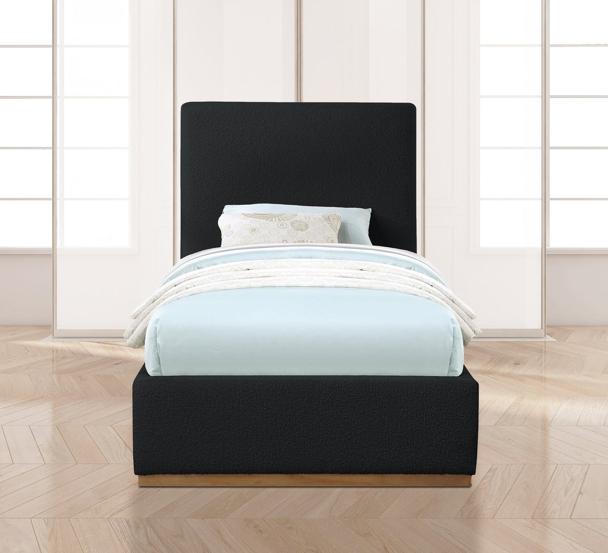 Monaco Black Boucle Fabric Upholstered Bed