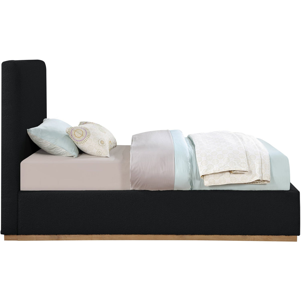 Monaco Black Boucle Fabric Upholstered Bed