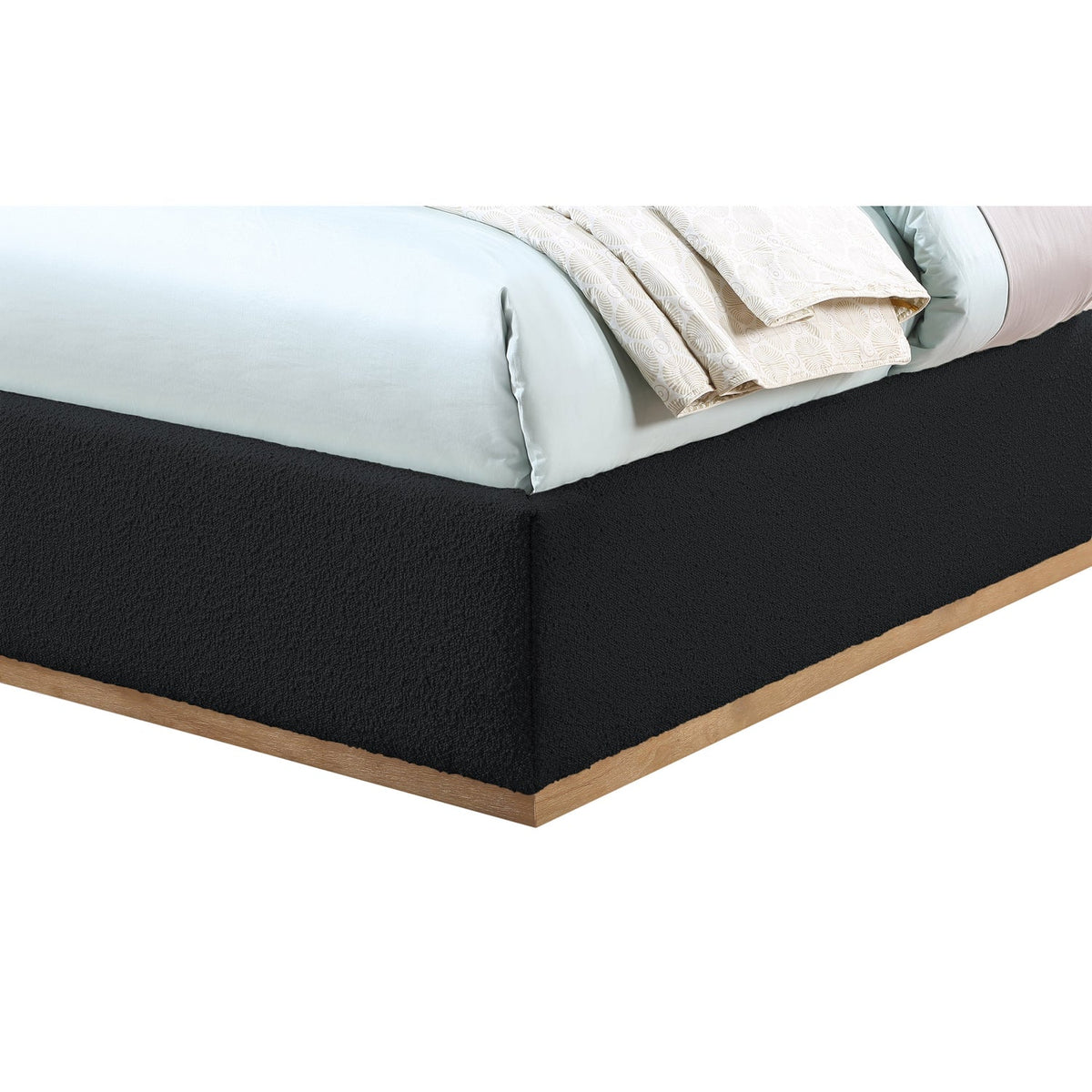 Monaco Black Boucle Fabric Upholstered Bed