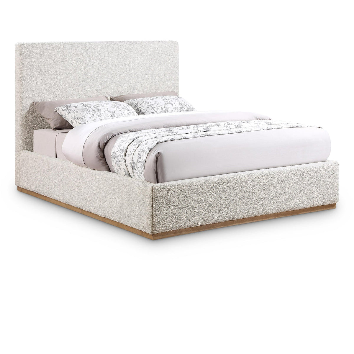 Monaco Cream Boucle Fabric Upholstered Bed