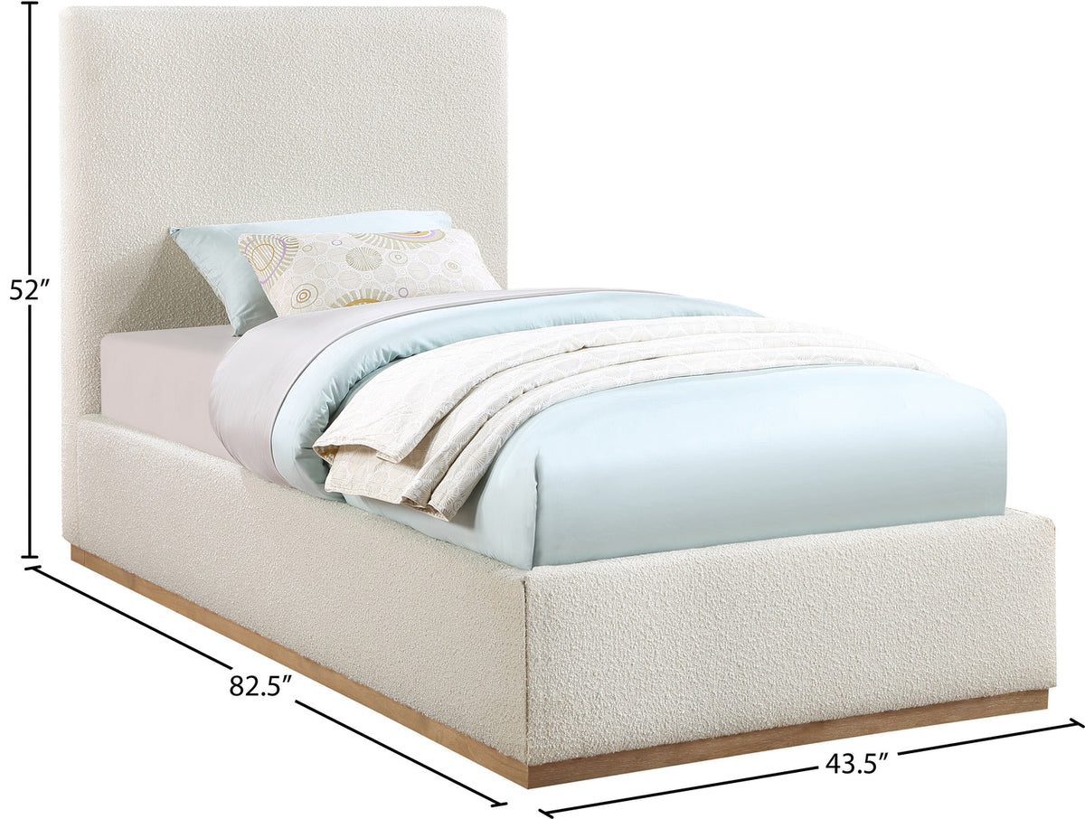 Monaco Cream Boucle Fabric Upholstered Bed