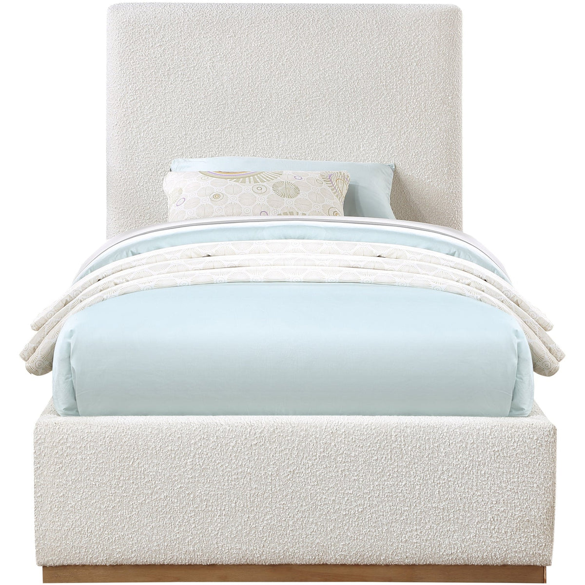 Monaco Cream Boucle Fabric Upholstered Bed