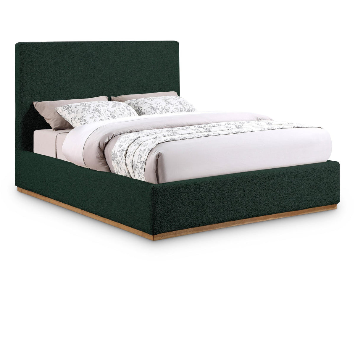 Monaco Green Boucle Fabric Upholstered Bed