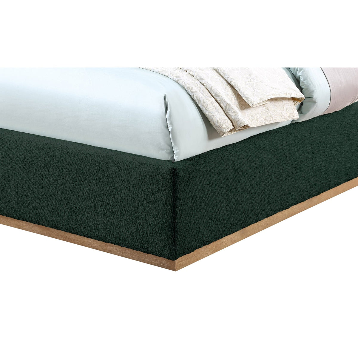 Monaco Green Boucle Fabric Upholstered Bed