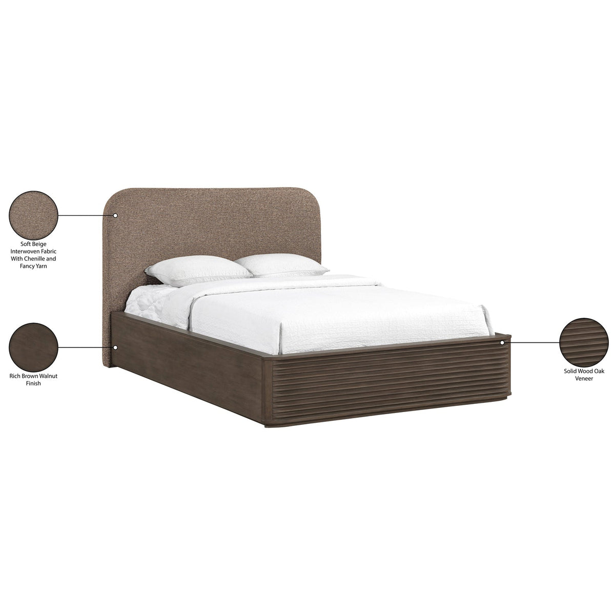 Morino Browninterwoven Fabric Upholstered Bed