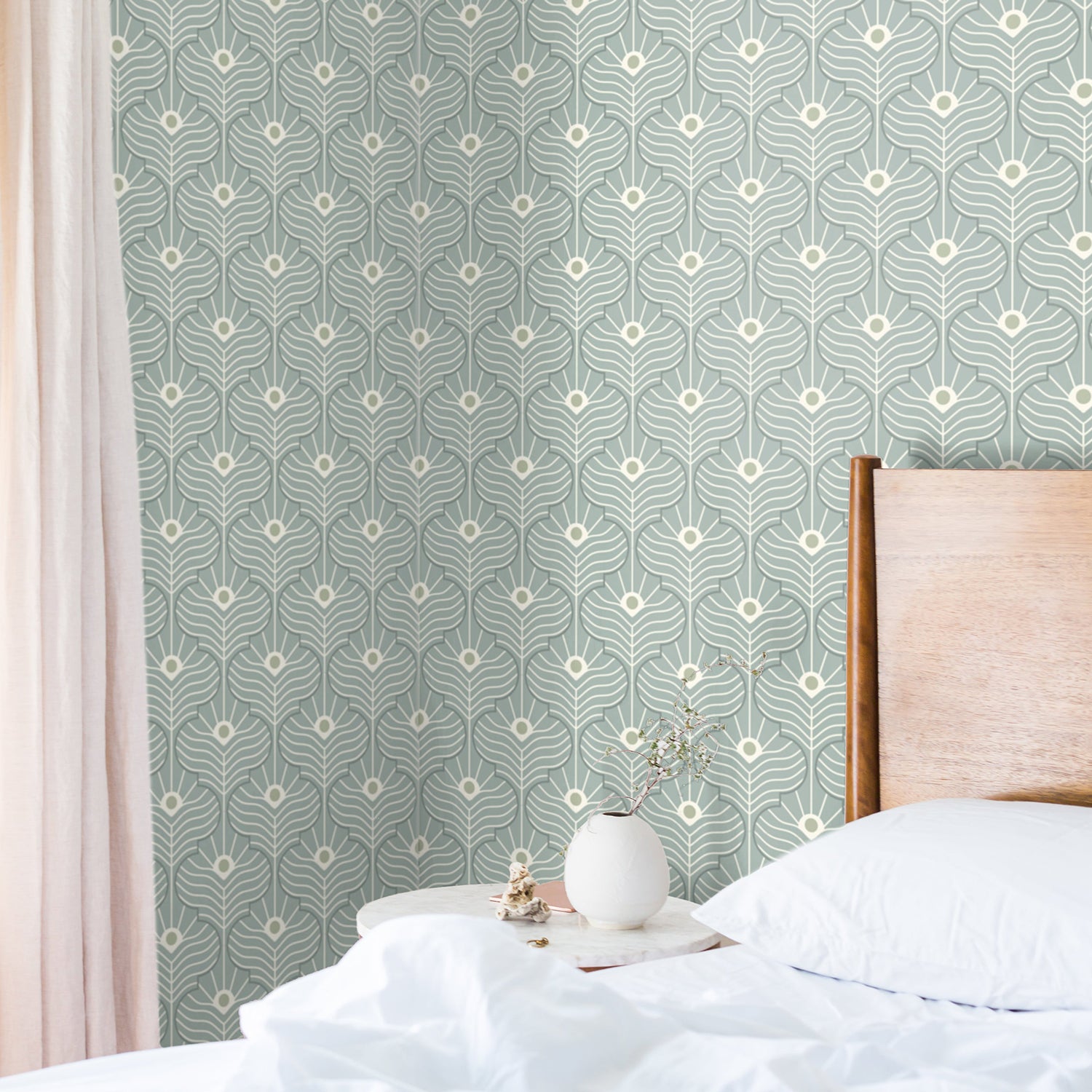 Mitchell Black Moroccan Peacock Wallpaper