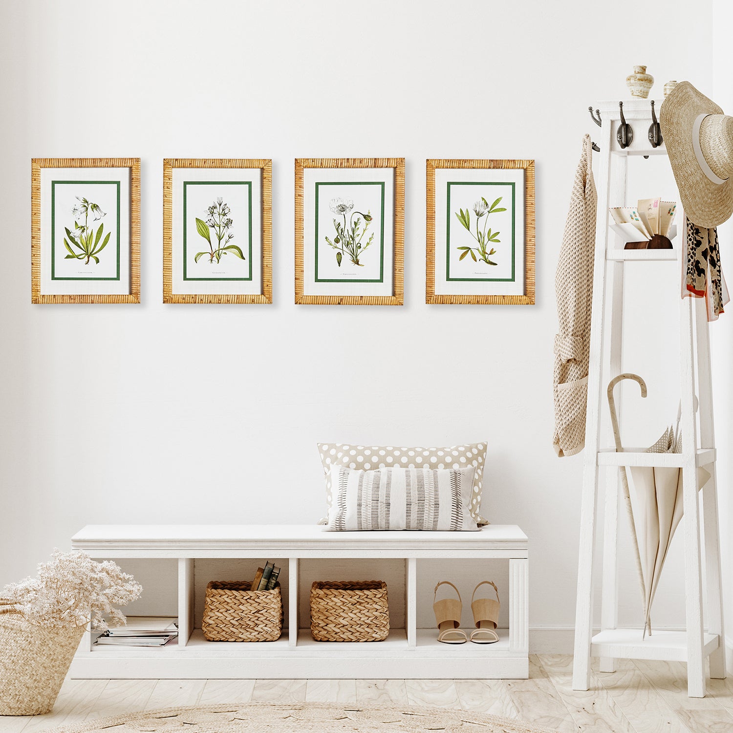 White Floral Study Wall Art Set of 4