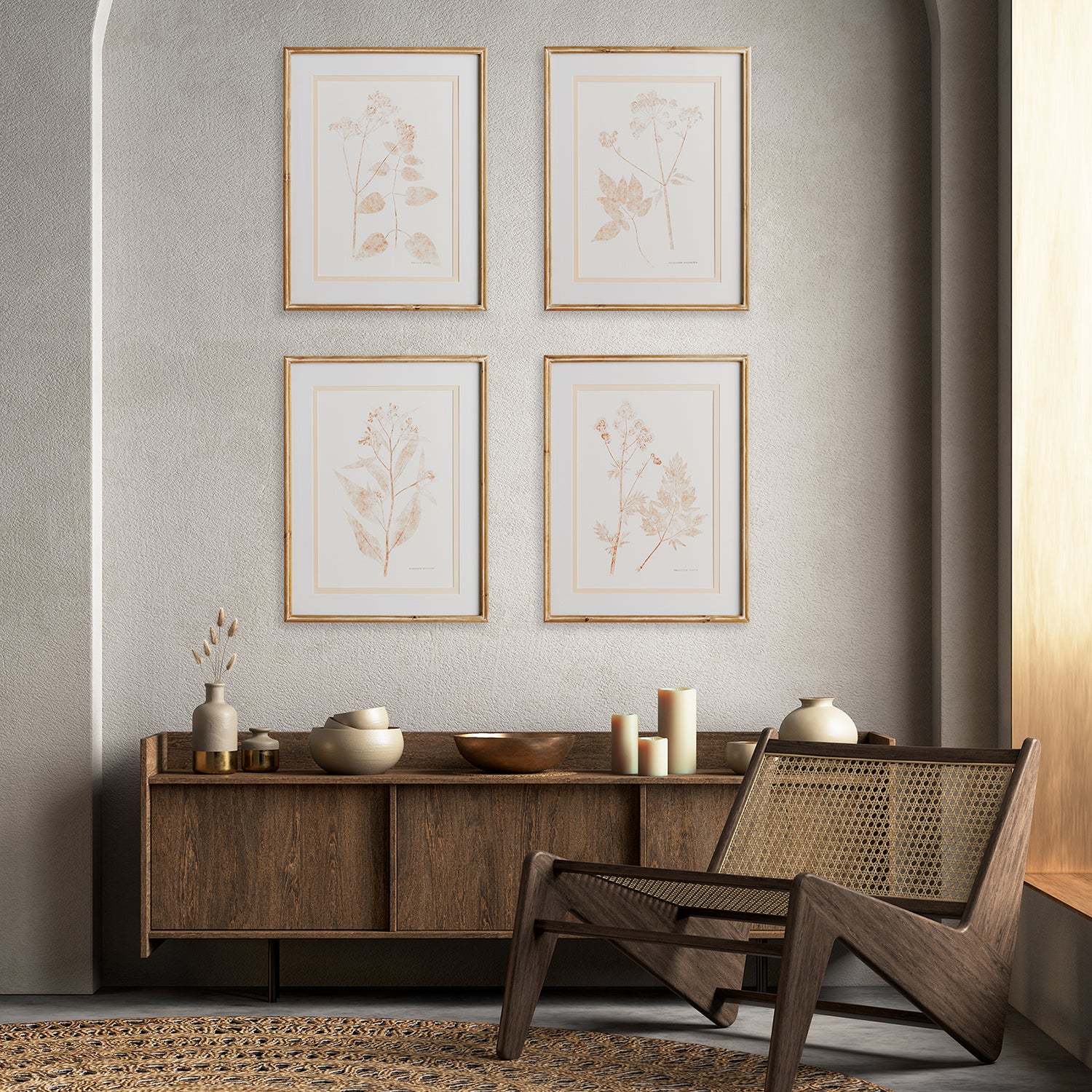 Blush Botanical Study Wall Art Set of 4