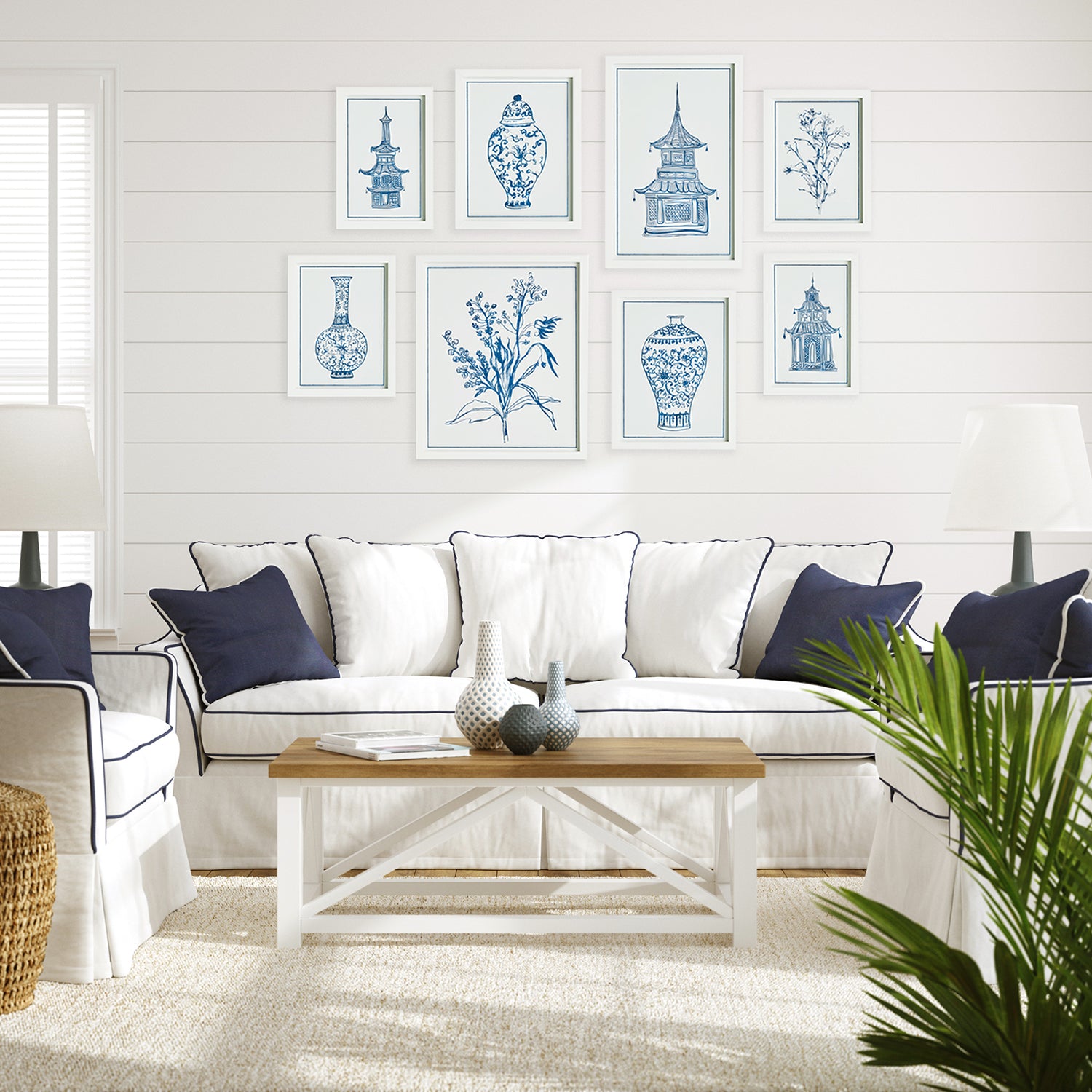 Chinoiserie Gallery Wall Art Set of 8