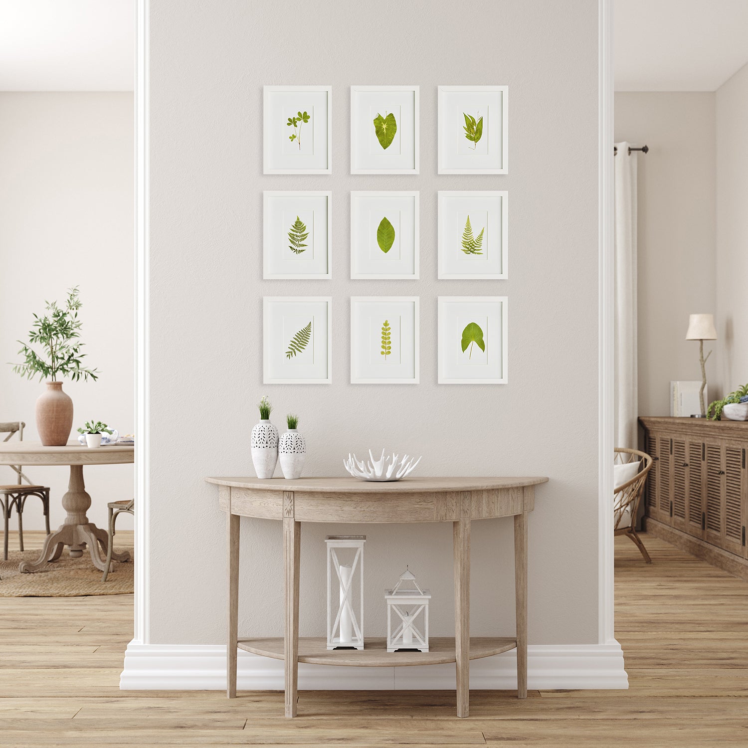 Green Leaf Petite Print Wall Art Set 9