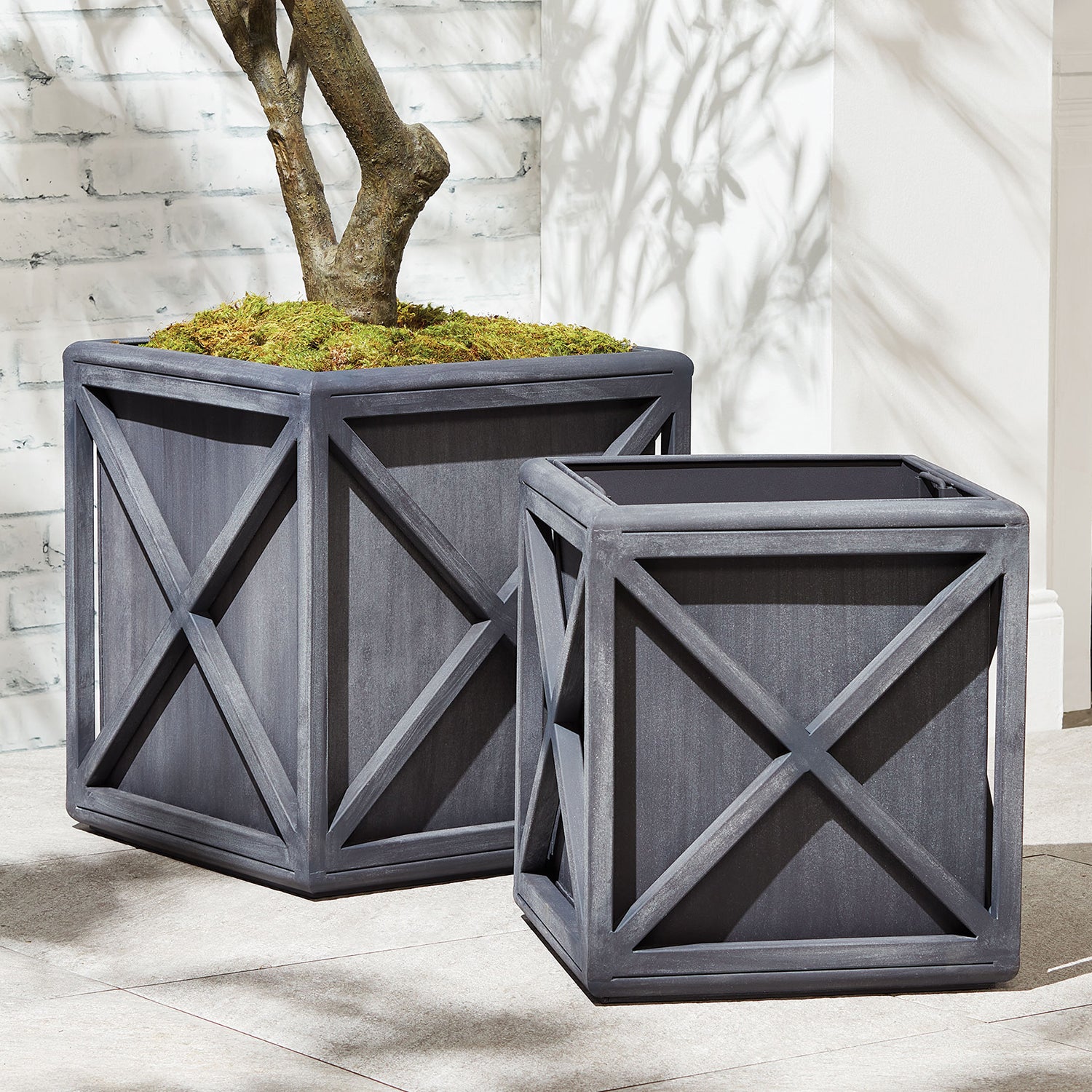 grey box planters Terrazza Outdoor Planter