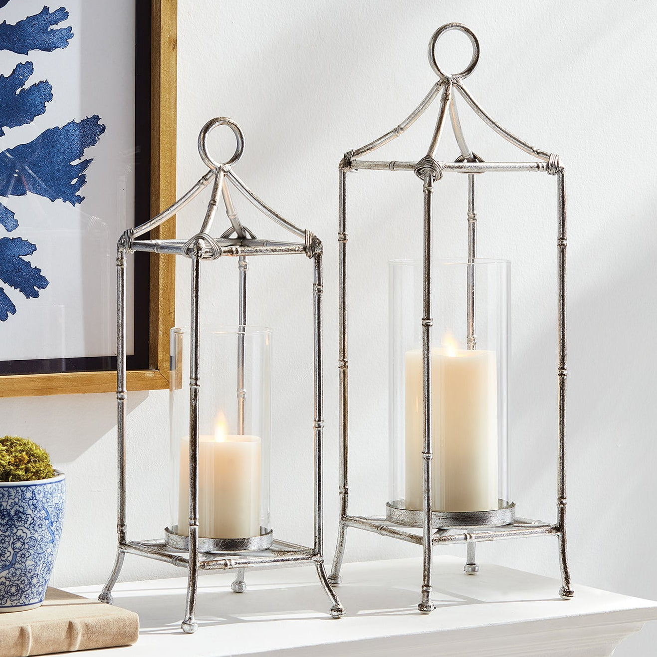 Daphne Silver Candle Lantern