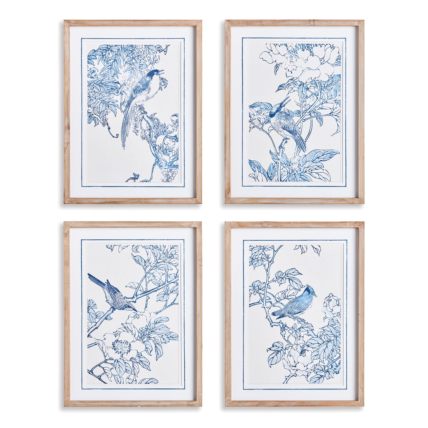 Monochromatic Bird Study Set of 4