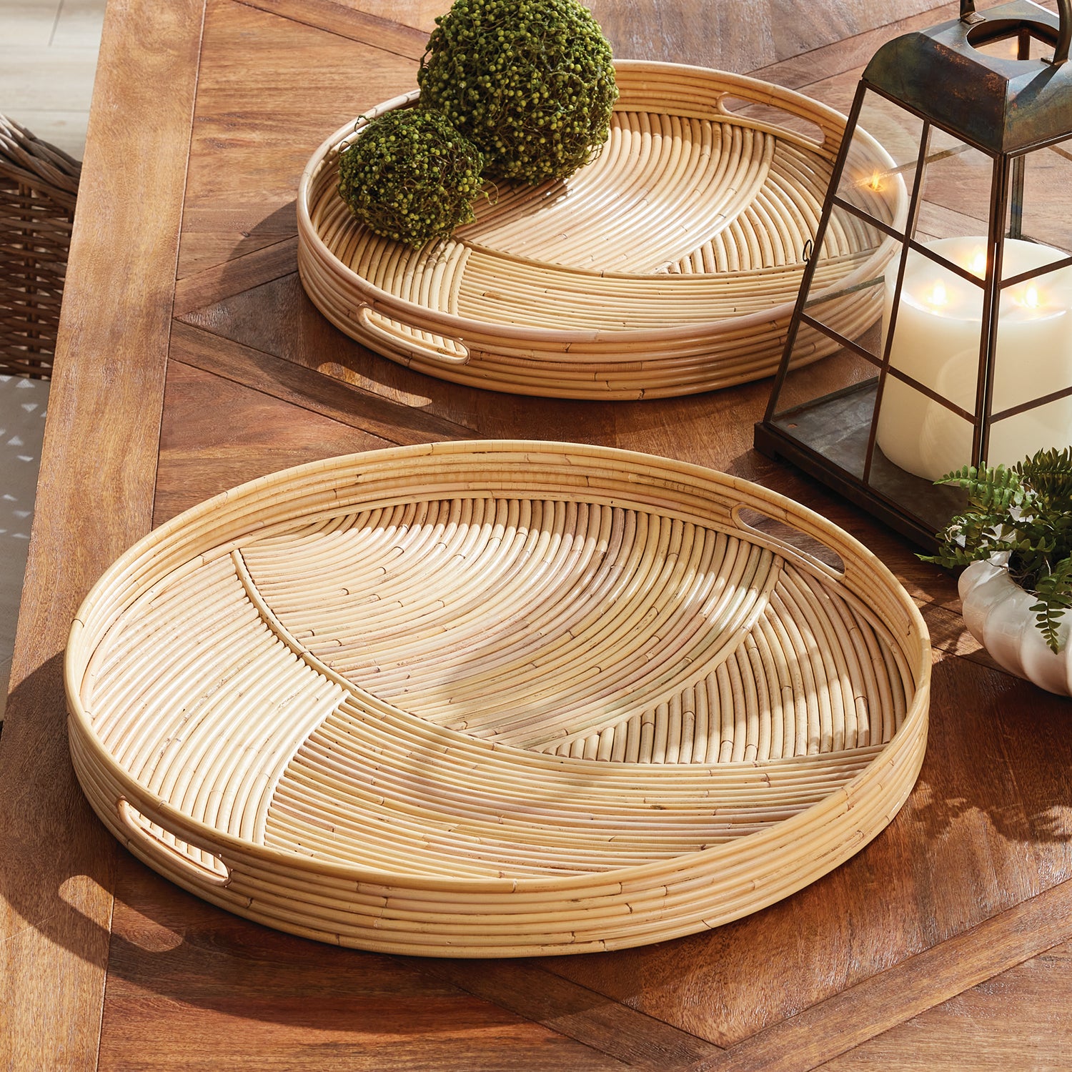 Jelani Cane Oval Tray Set of 2