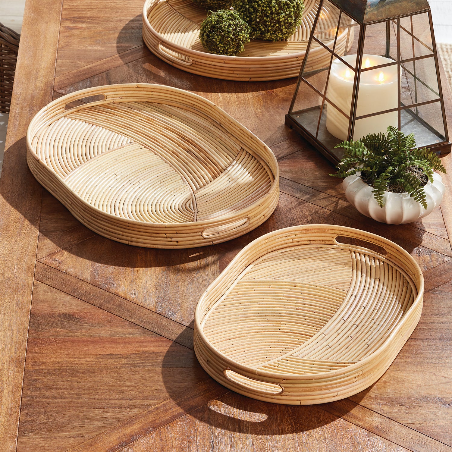 Jelani Cane Oval Tray Set of 2