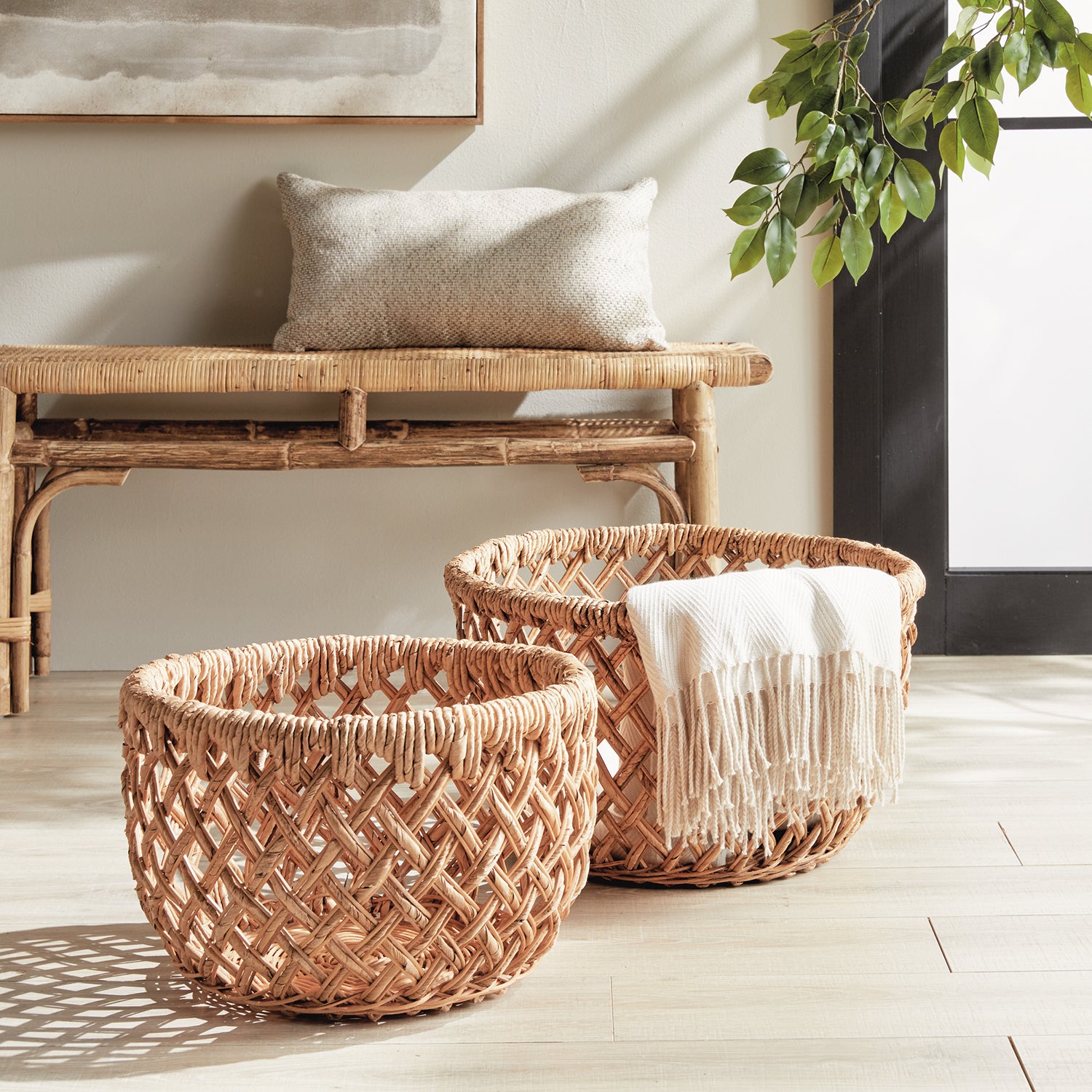 Emlyn Rattan Basket Set of 2