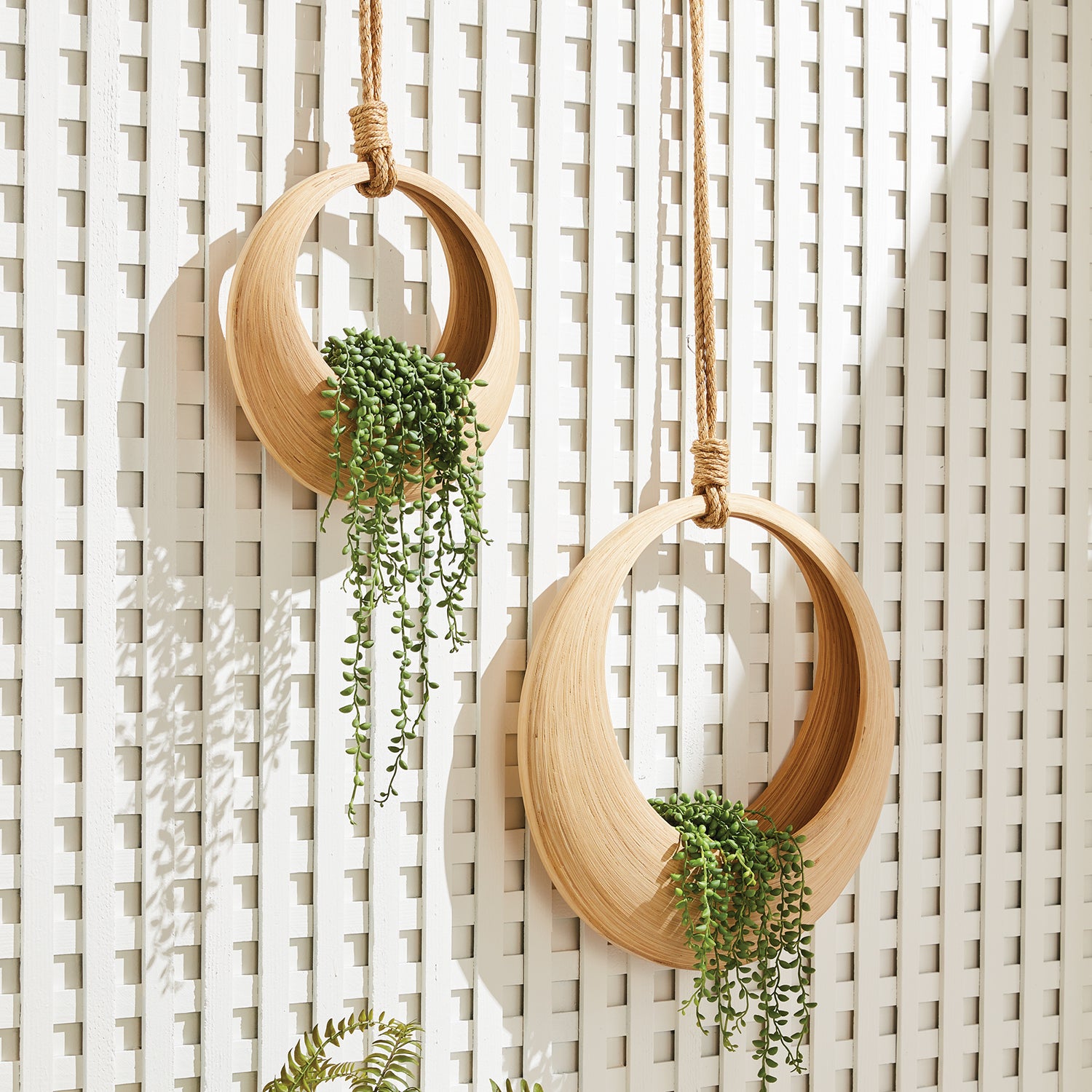 Jayla Bamboo Hanging Basket Set of 2