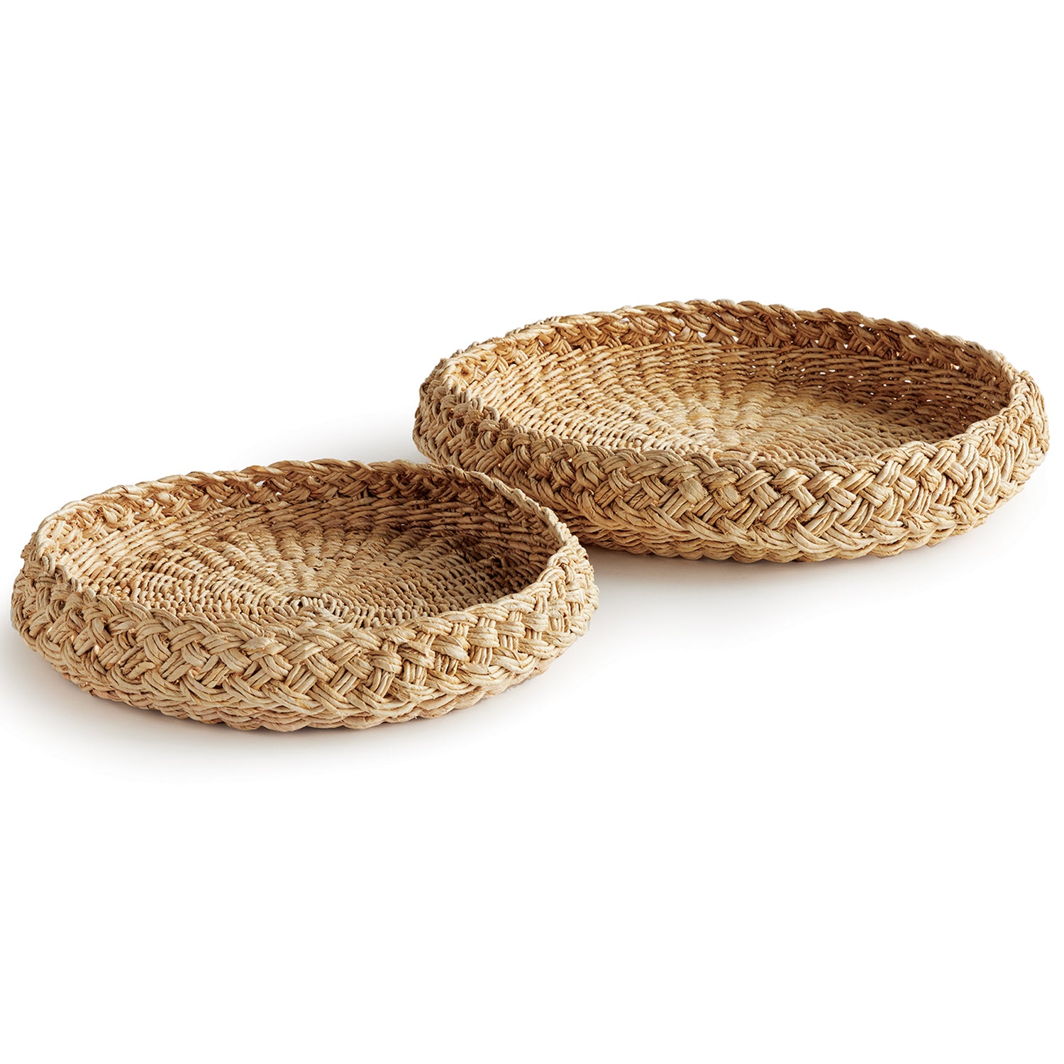 Abaca French Braided Round Tray Set of 2