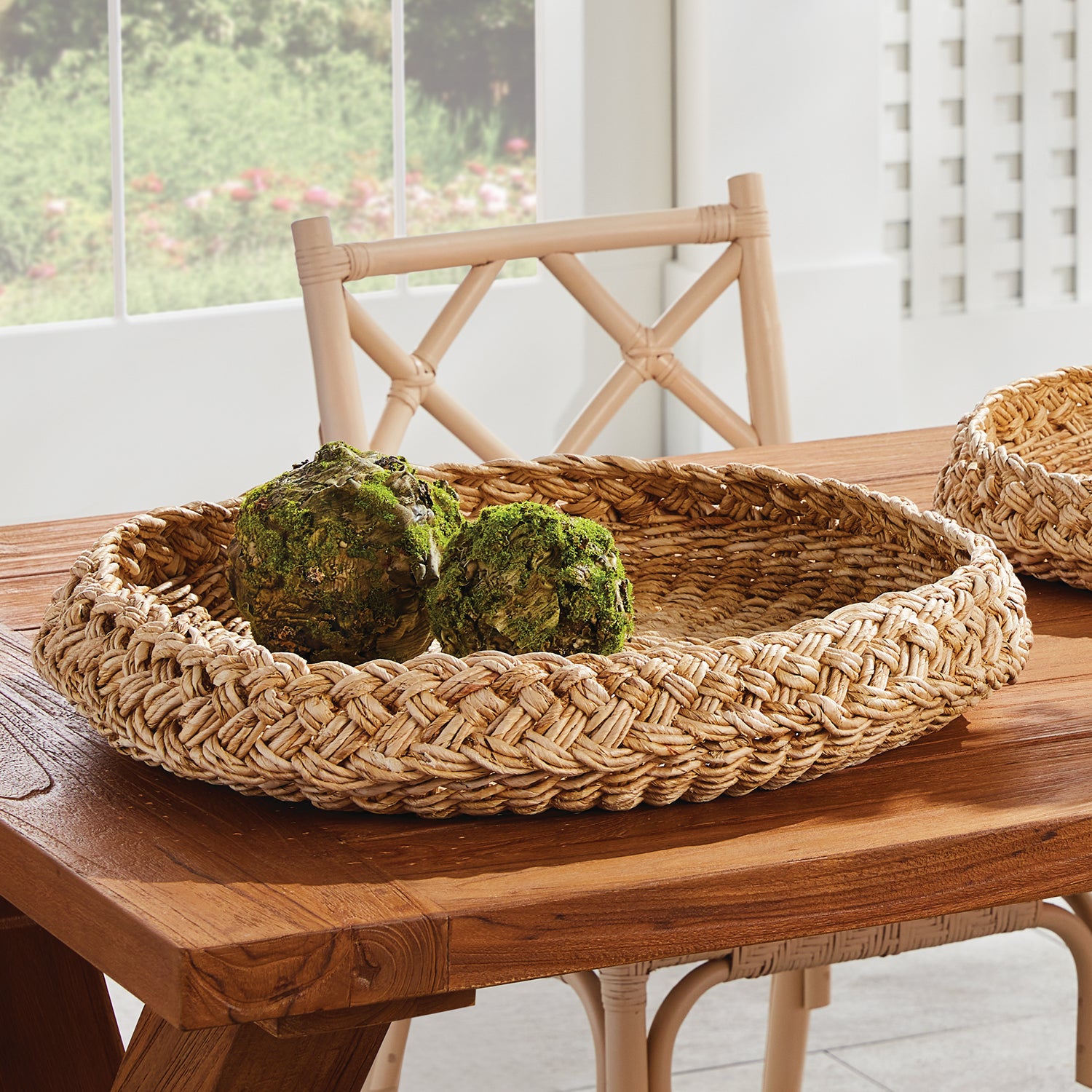 Abaca French Braided Round Tray Set of 2