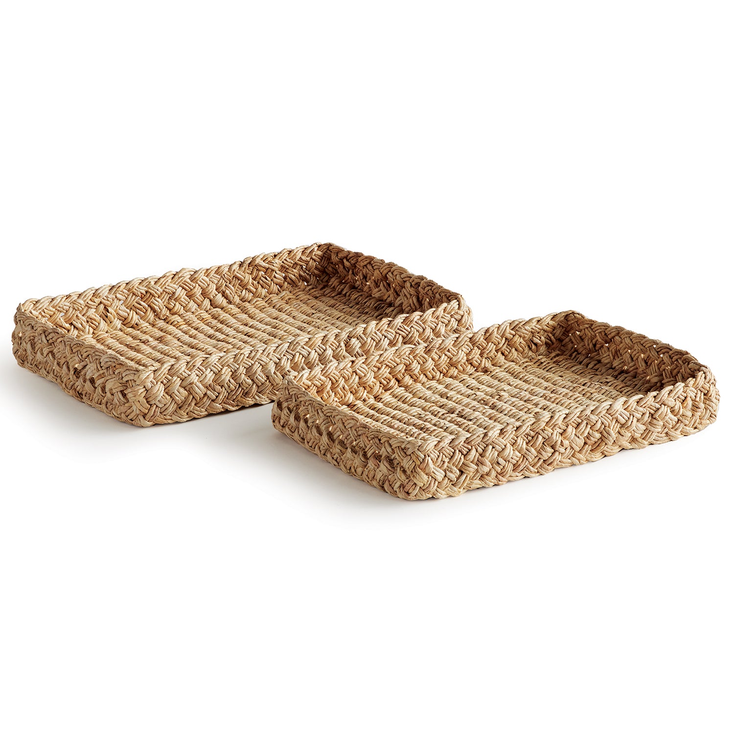 Abaca French Braided Square Tray Set of 2