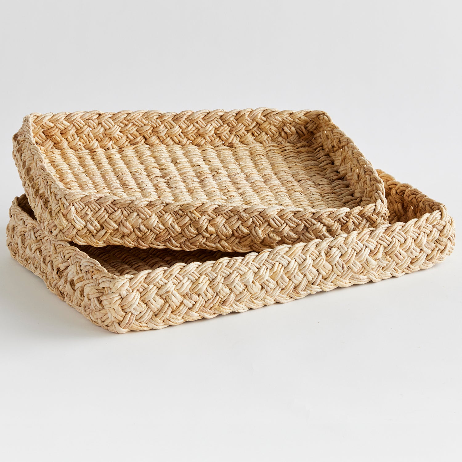 Abaca French Braided Square Tray Set of 2