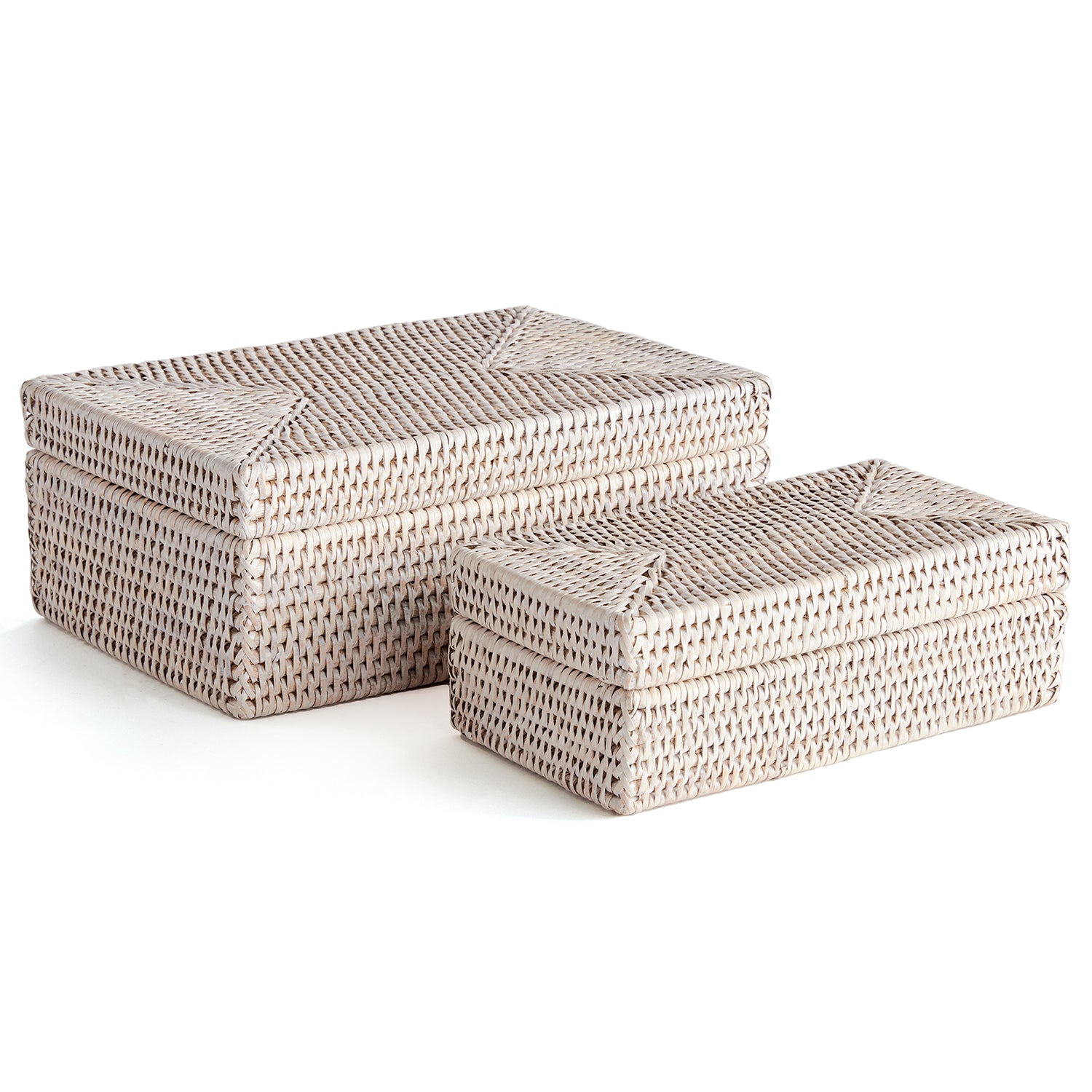Burma Rattan Rectangular Lidded Box Set of 2