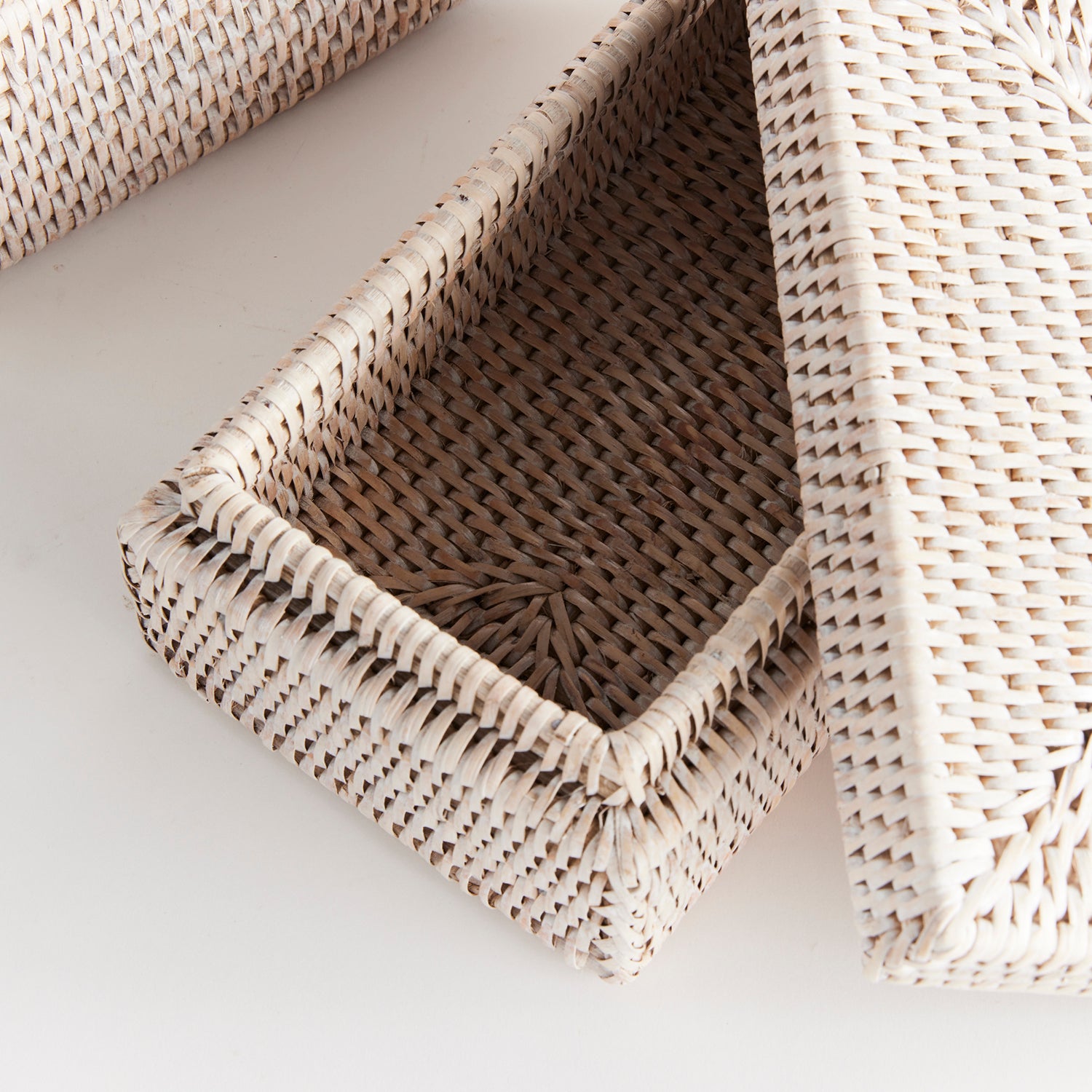 Burma Rattan Rectangular Lidded Box Set of 2