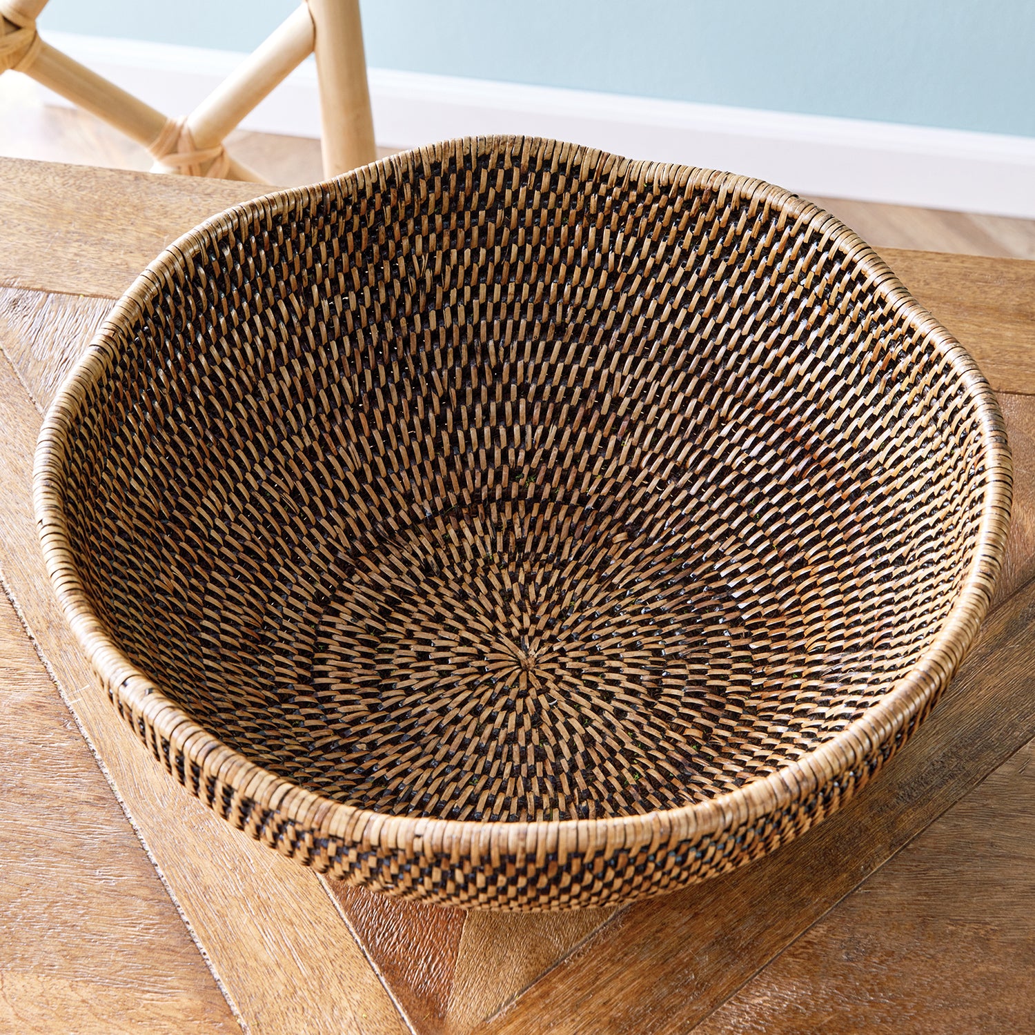 Burma Rattan Scalloped Edge Bowl