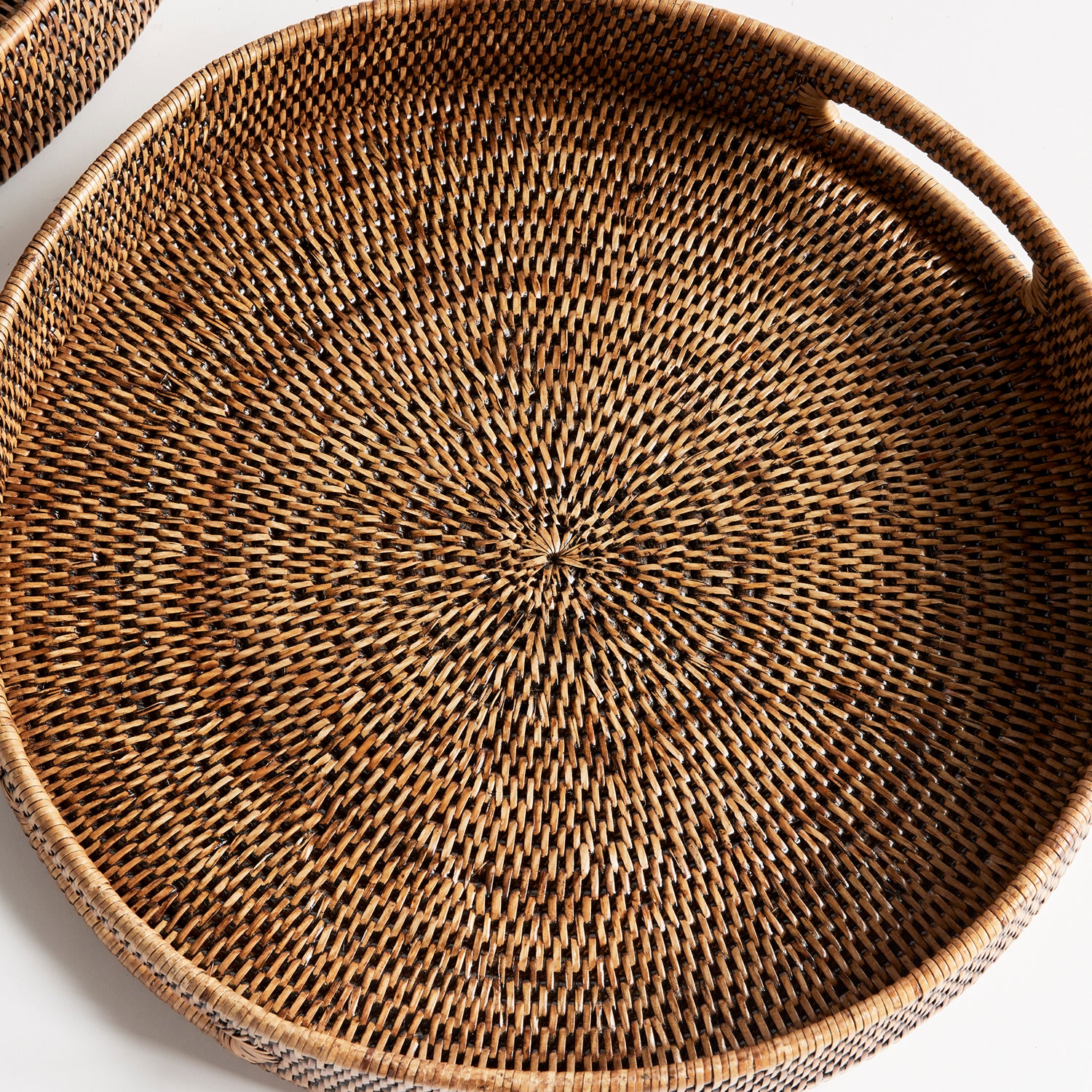 Burma Rattan Round Ottoman Tray Set of 2