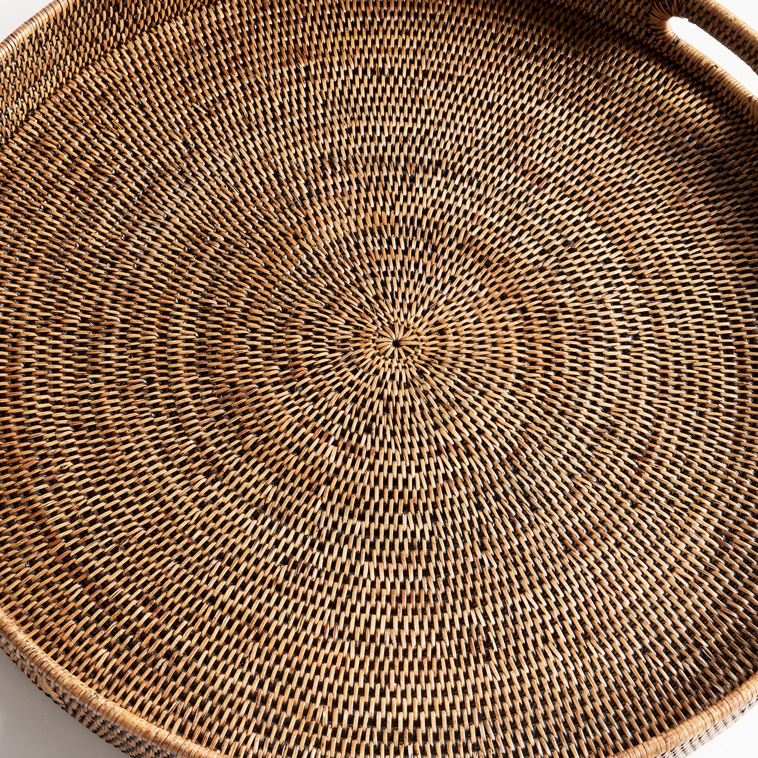 Burma Rattan Round Ottoman Tray Set of 2