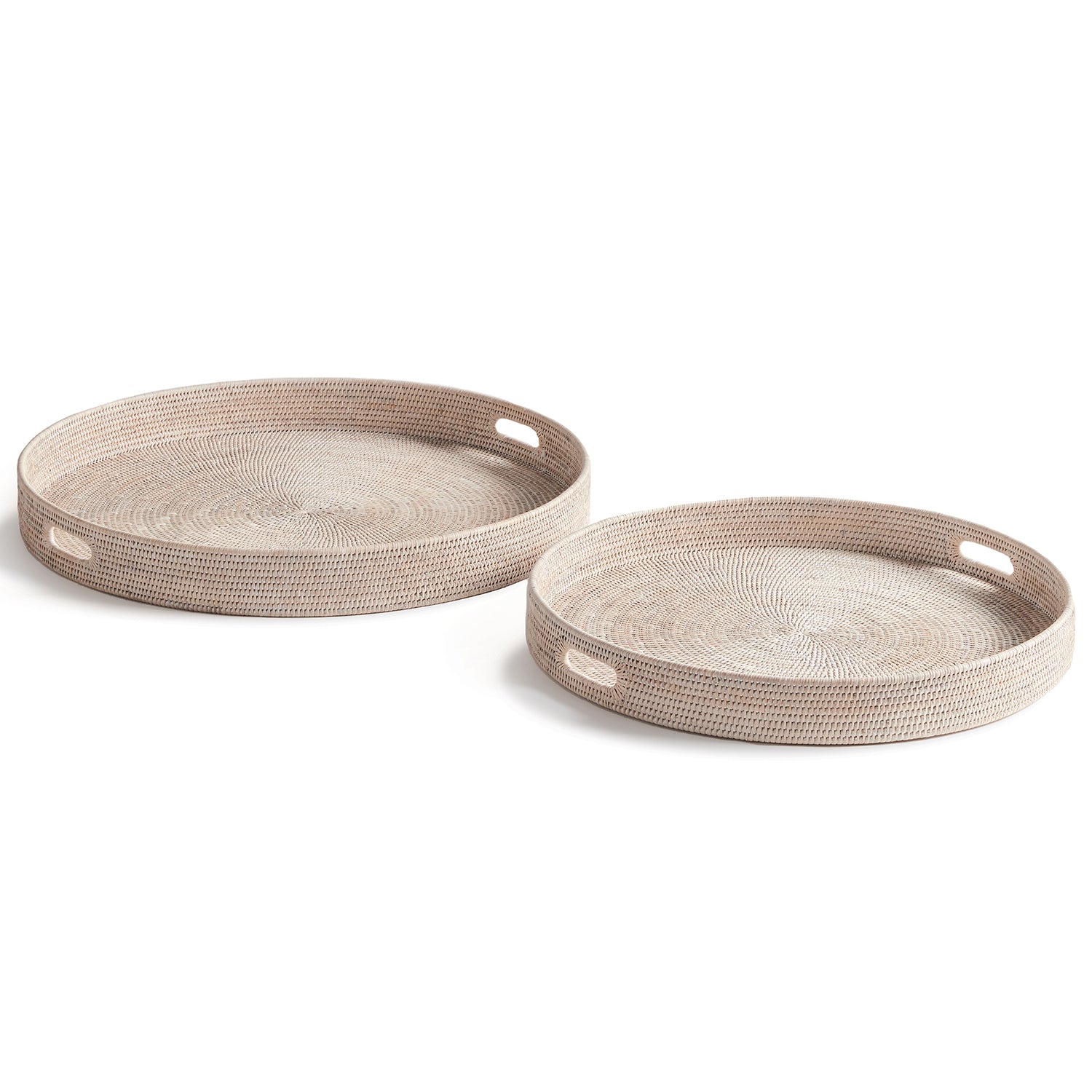 Burma Rattan Round Ottoman Tray Set of 2