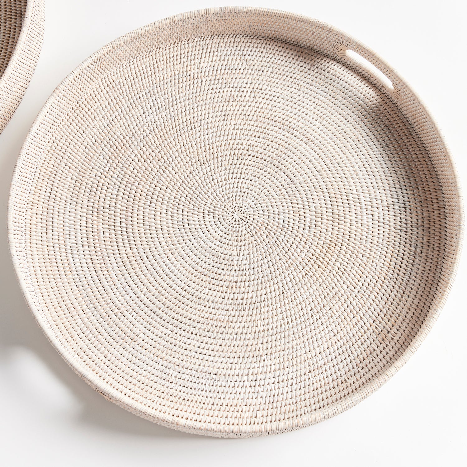 Burma Rattan Round Ottoman Tray Set of 2