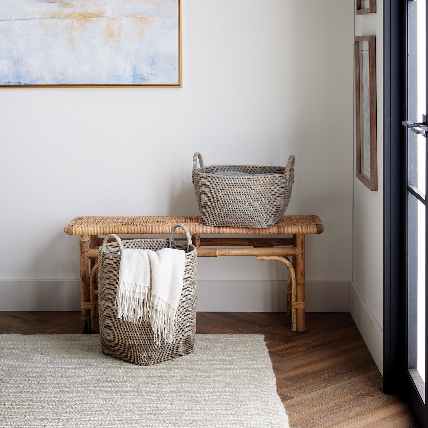 Burma Rattan Orchard Basket Set of 2