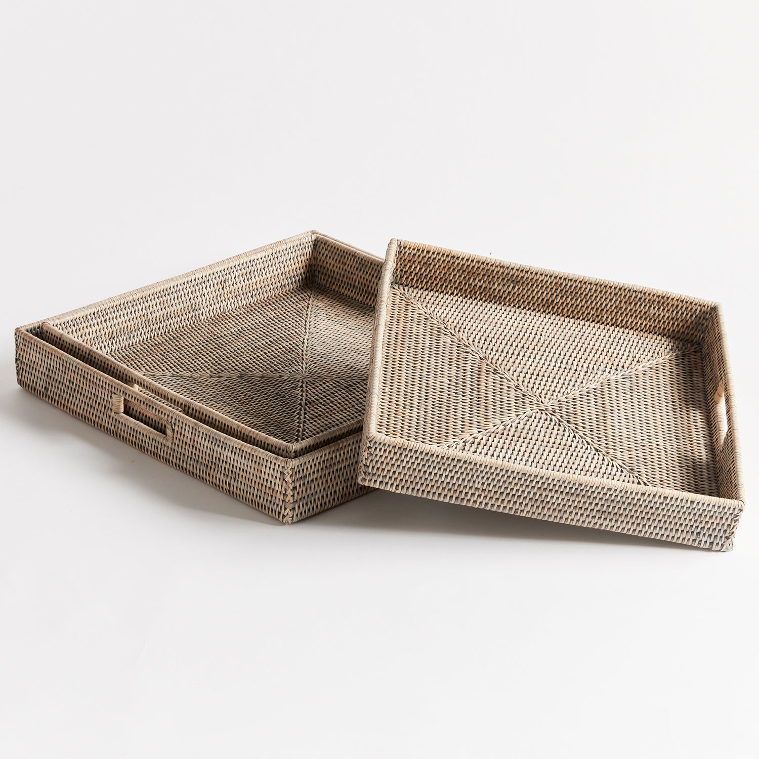 Burma Rattan Ottoman Tray Set of 3