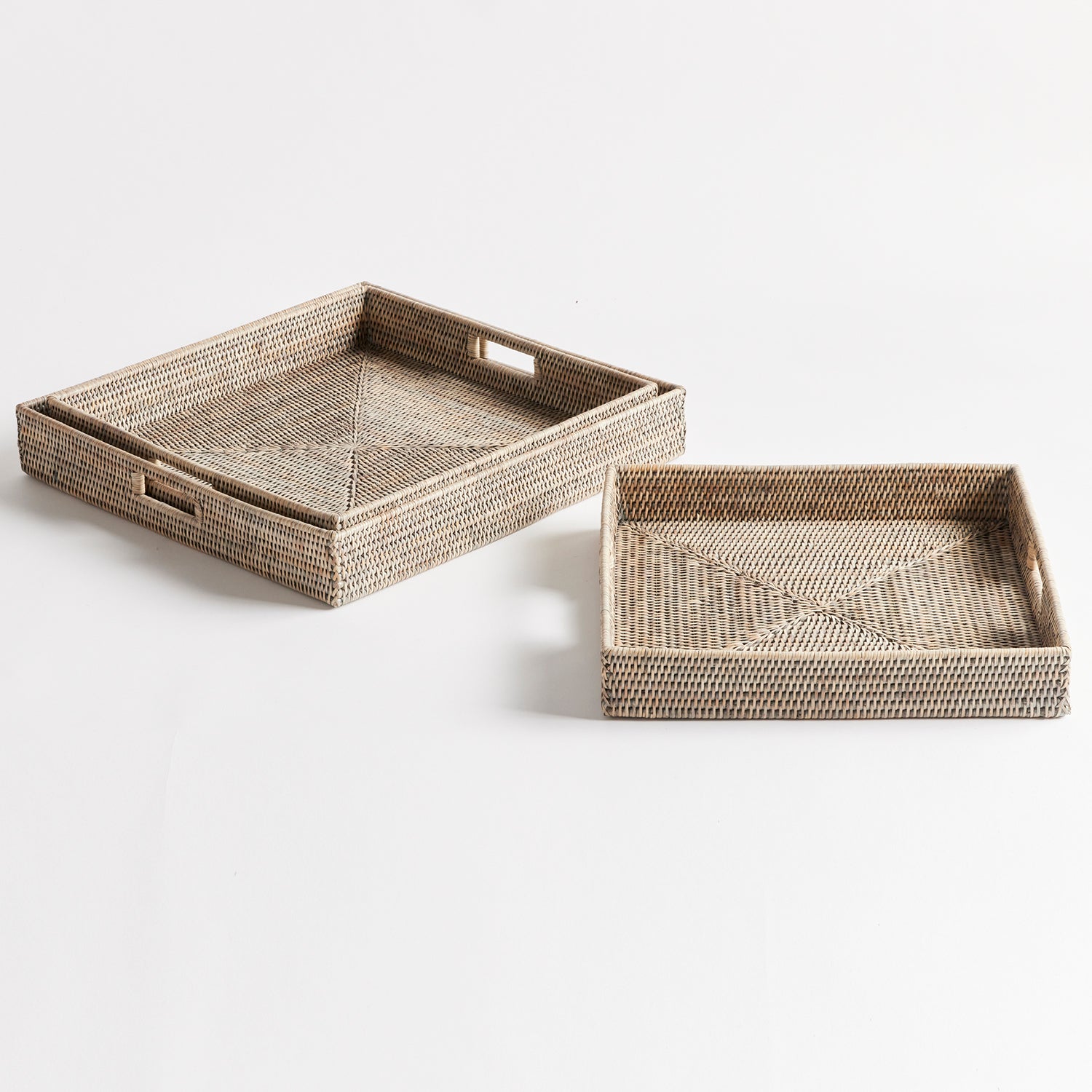 Burma Rattan Ottoman Tray Set of 3