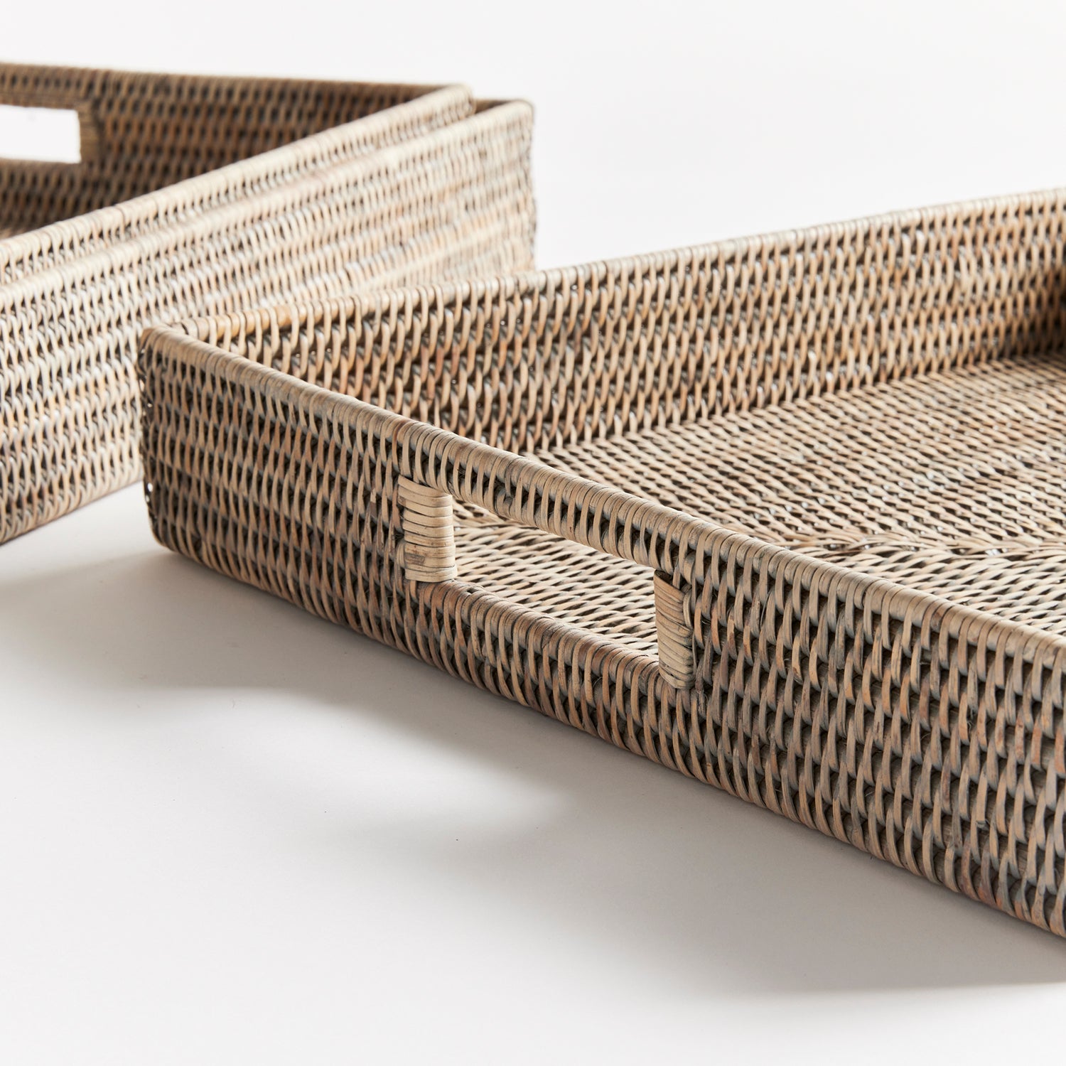 Burma Rattan Ottoman Tray Set of 3
