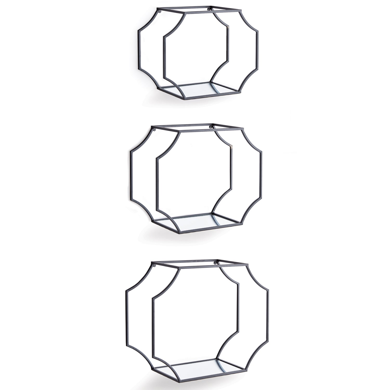 Hudson Mirrored Wall Shelf Set of 3