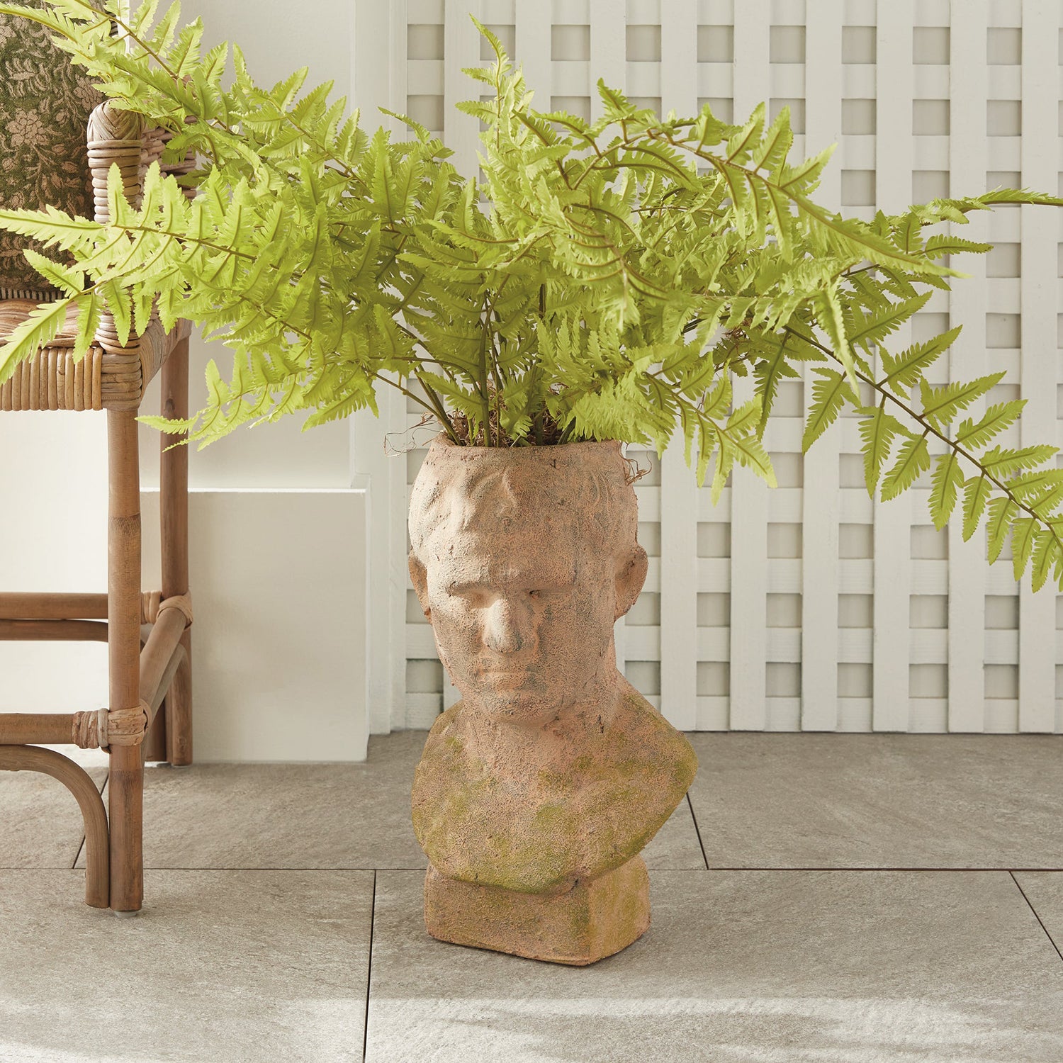 Weathered Garden Male Bust Planter