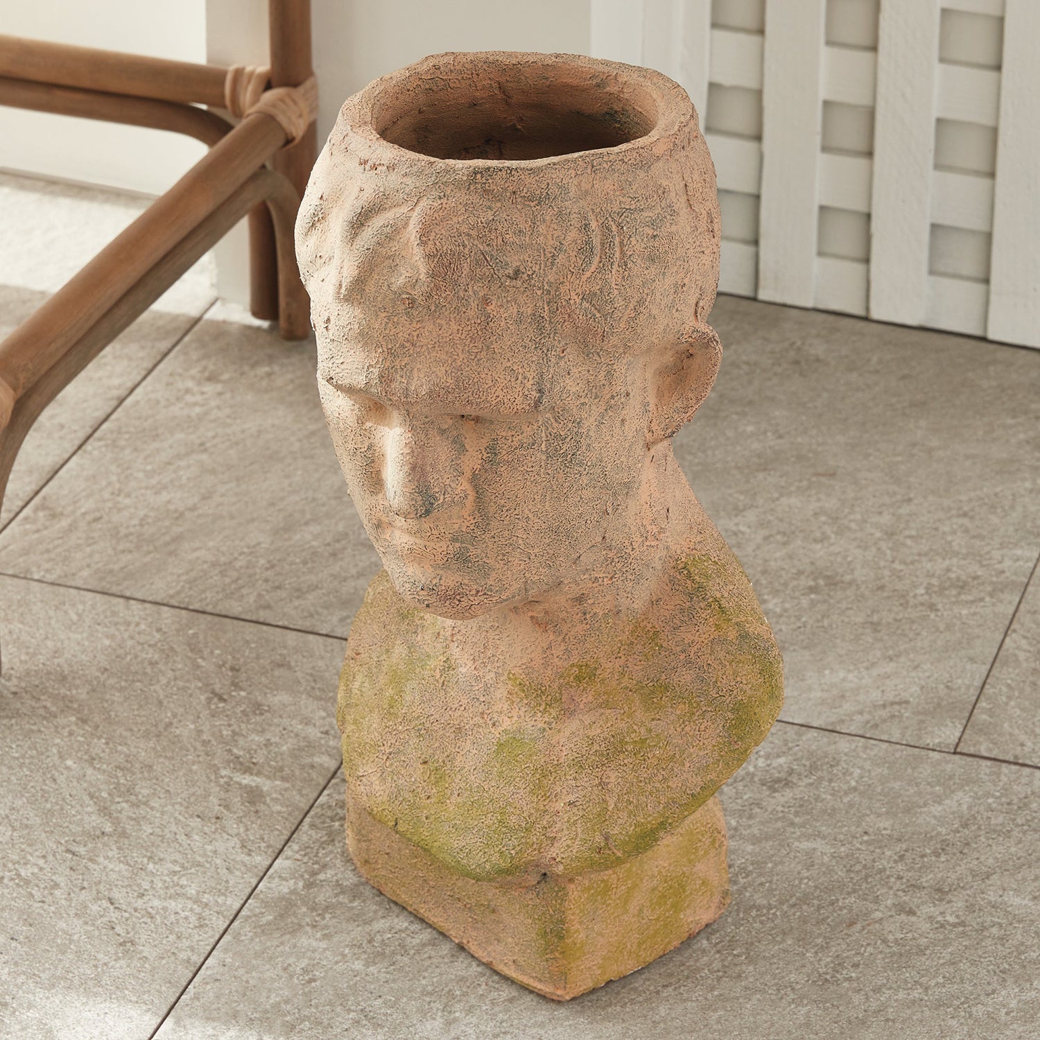 Weathered Garden Male Bust Planter