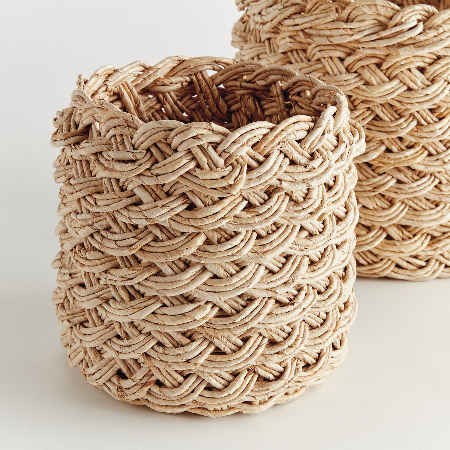 Abaca French Braid Storage Basket Set of 2