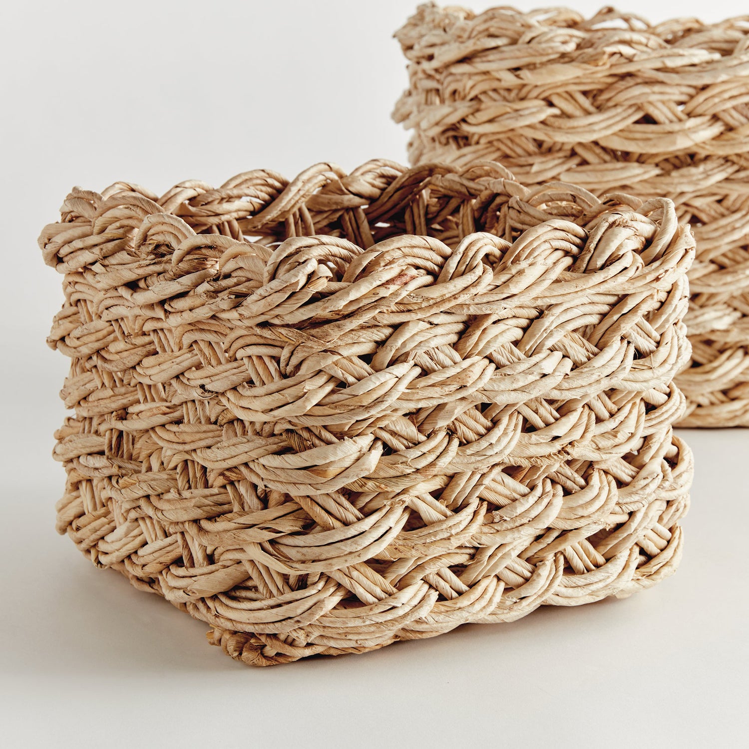Abaca French Braid Storage Basket Set of 2