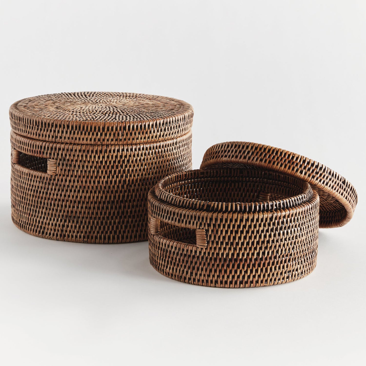 Burma Rattan Round Lidded Box Set of 2