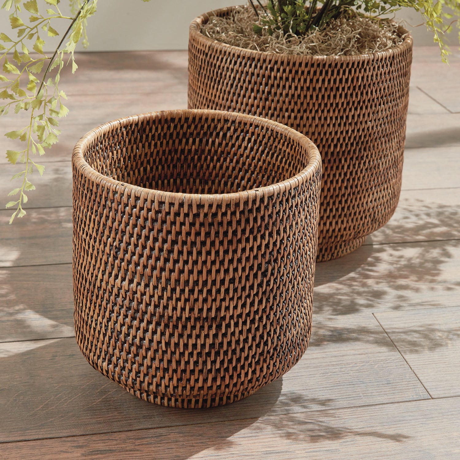 Burma Rattan Cachepot Set of 2
