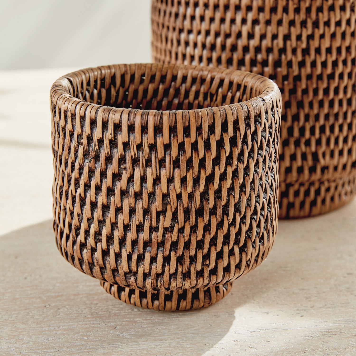 Burma Rattan Cachepot Set of 2