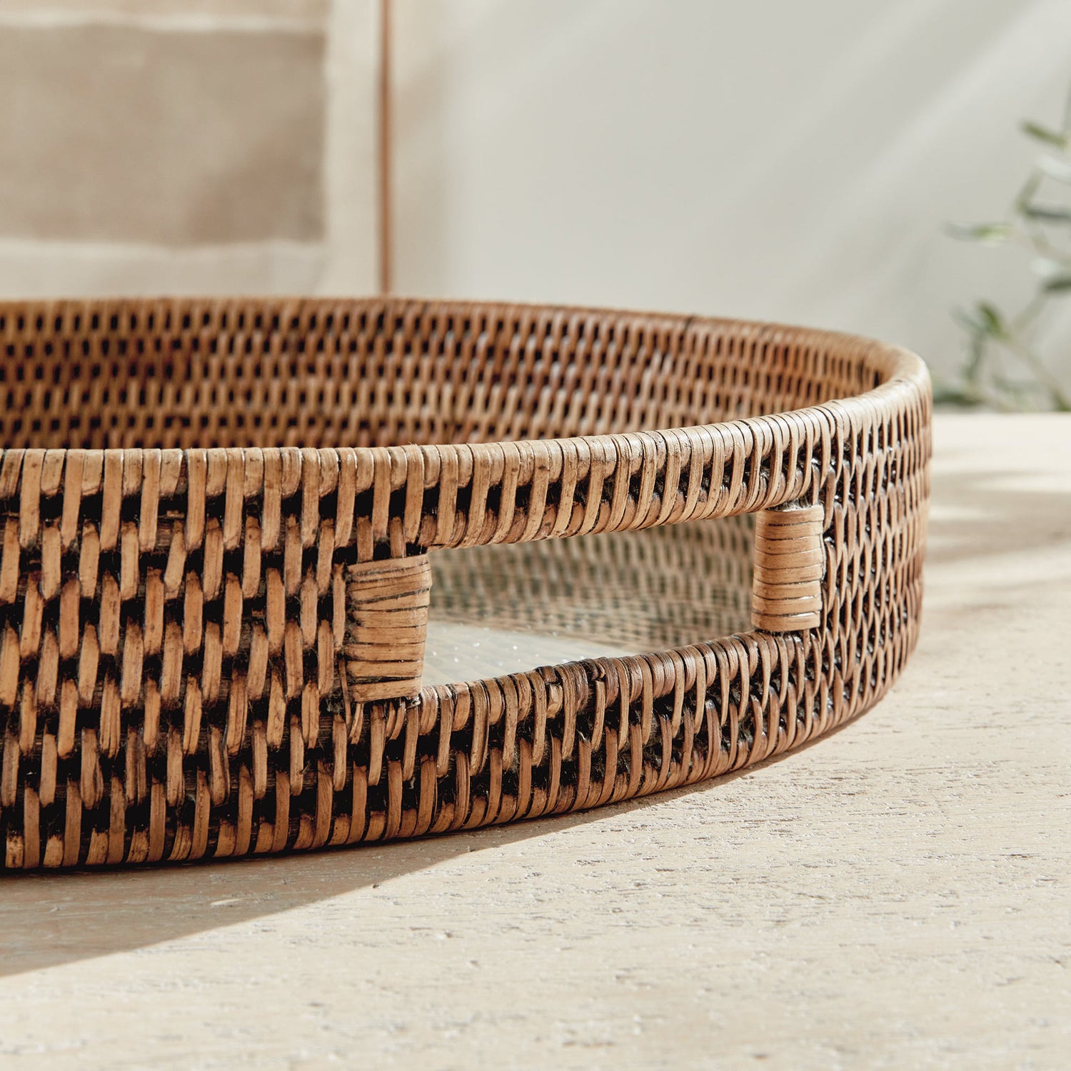 Burma Rattan Round Serving Tray